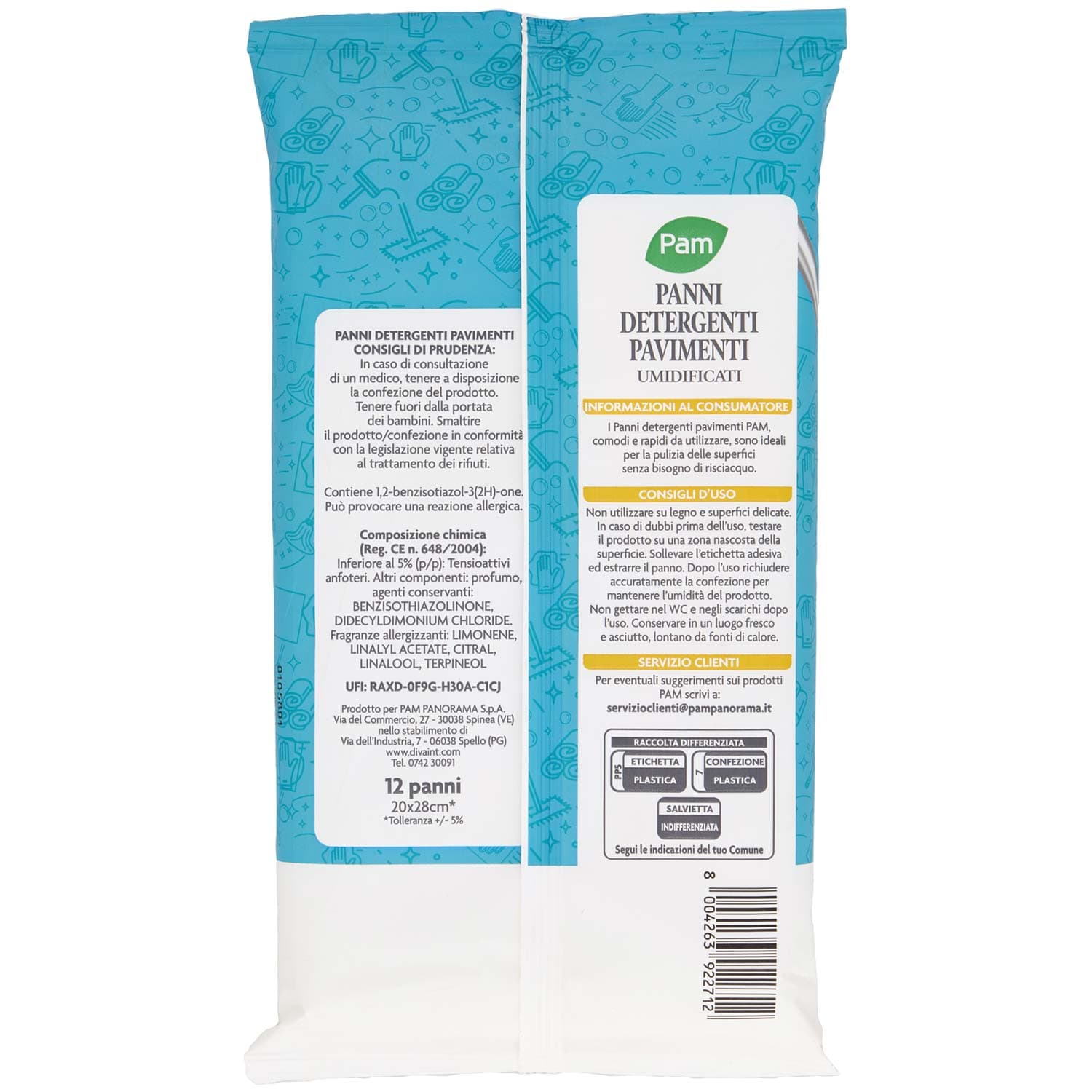 PAM Panni Detergenti Pavimenti Umidificati fresco profumo di Limone 20x28 cm* 12 pz – immagine 4
