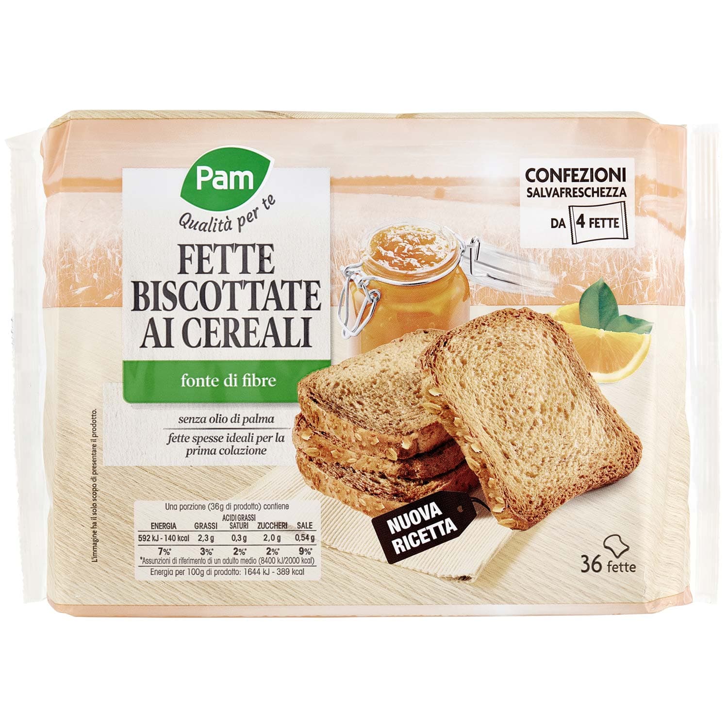 PAM Qualità per te Fette Biscottate ai Cereali 9 x 36 g – immagine 2
