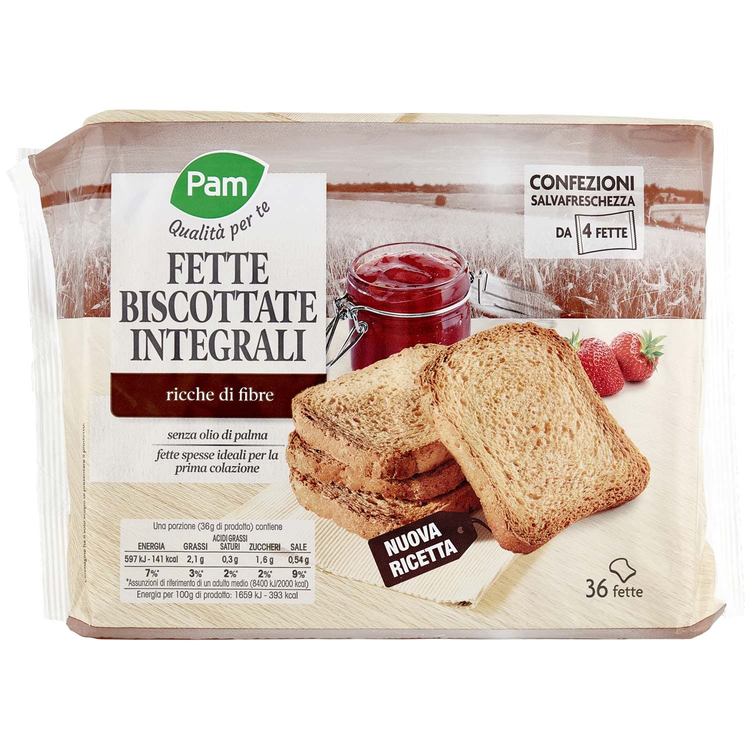 PAM Qualità per te Fette Biscottate Integrali 9 x 36 g – immagine 2