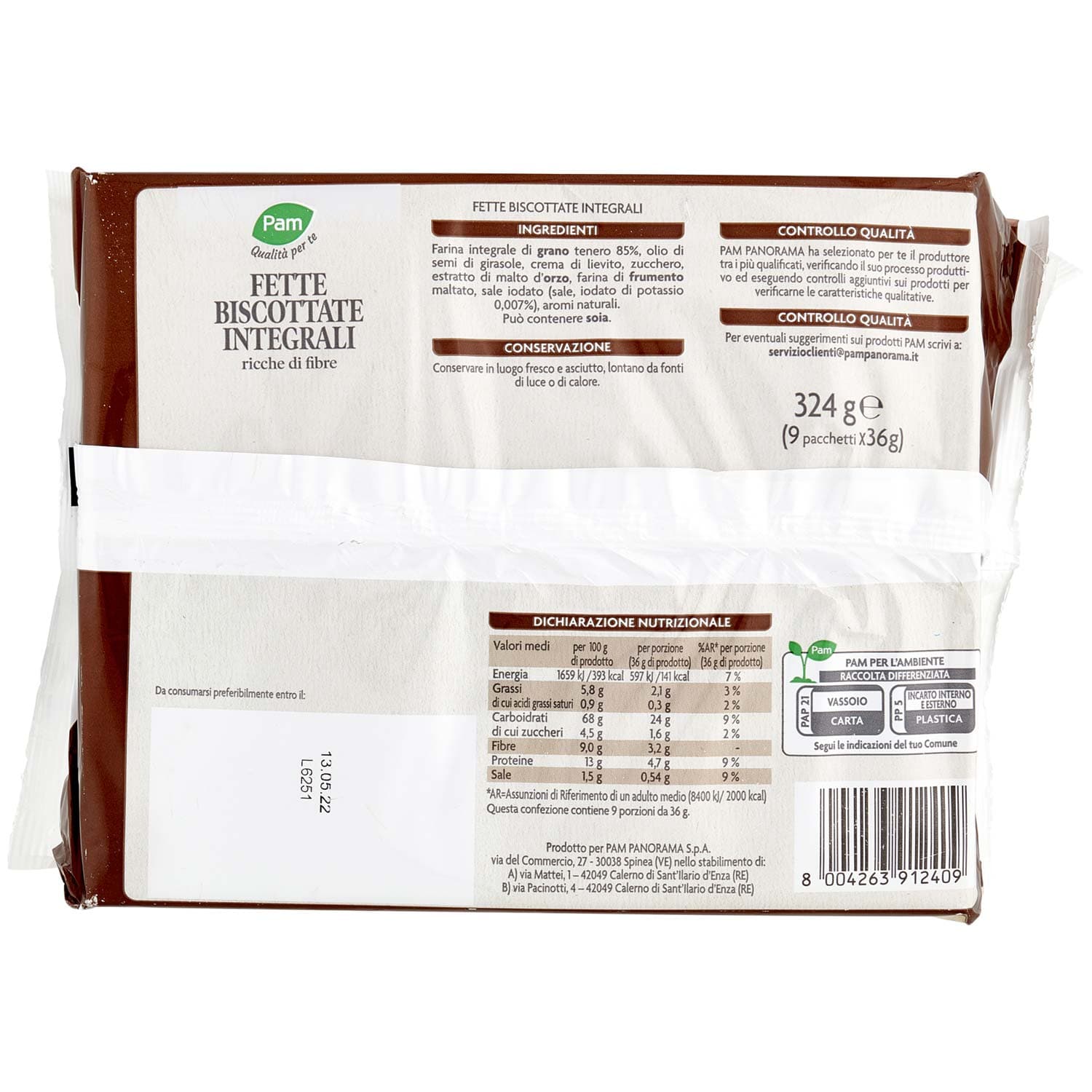 PAM Qualità per te Fette Biscottate Integrali 9 x 36 g – immagine 4