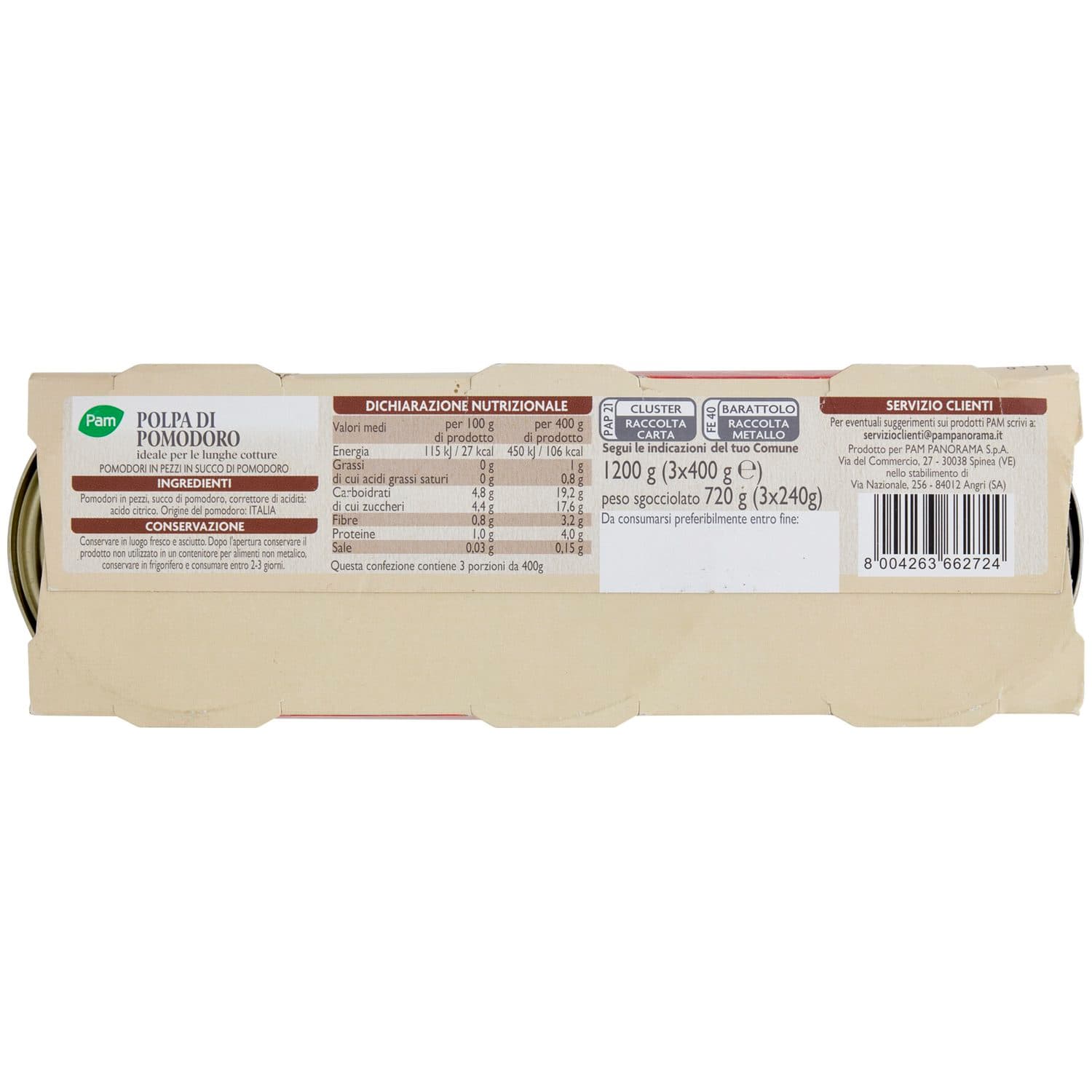 PAM PANORAMA Polpa di Pomodoro 1200g (400g x 3) – immagine 7