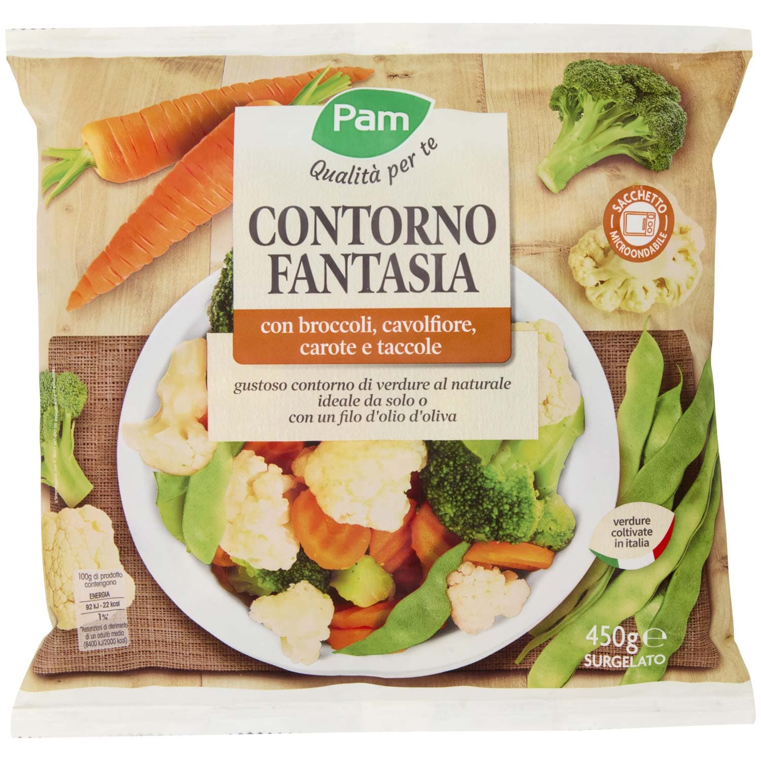 PAM Qualità per te Contorno Fantasia con broccoli, cavolfiore, carote e taccole Surgelato 450 g – immagine 2