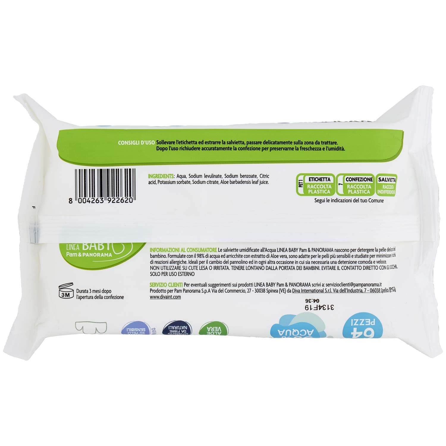 PAM PANORAMA Linea Baby Salviette Umidificate 64 pz – immagine 4