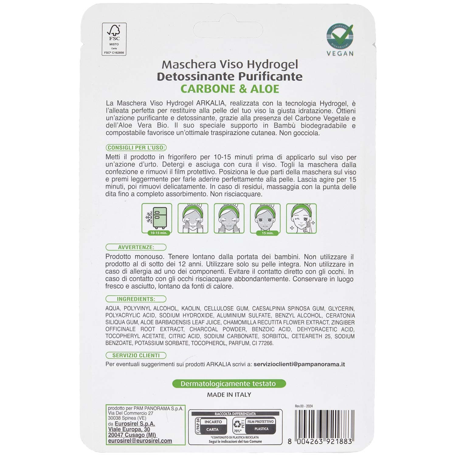 ARKALIA Maschera Viso Hydrogel Detossinante Purificante 1 pz – immagine 4