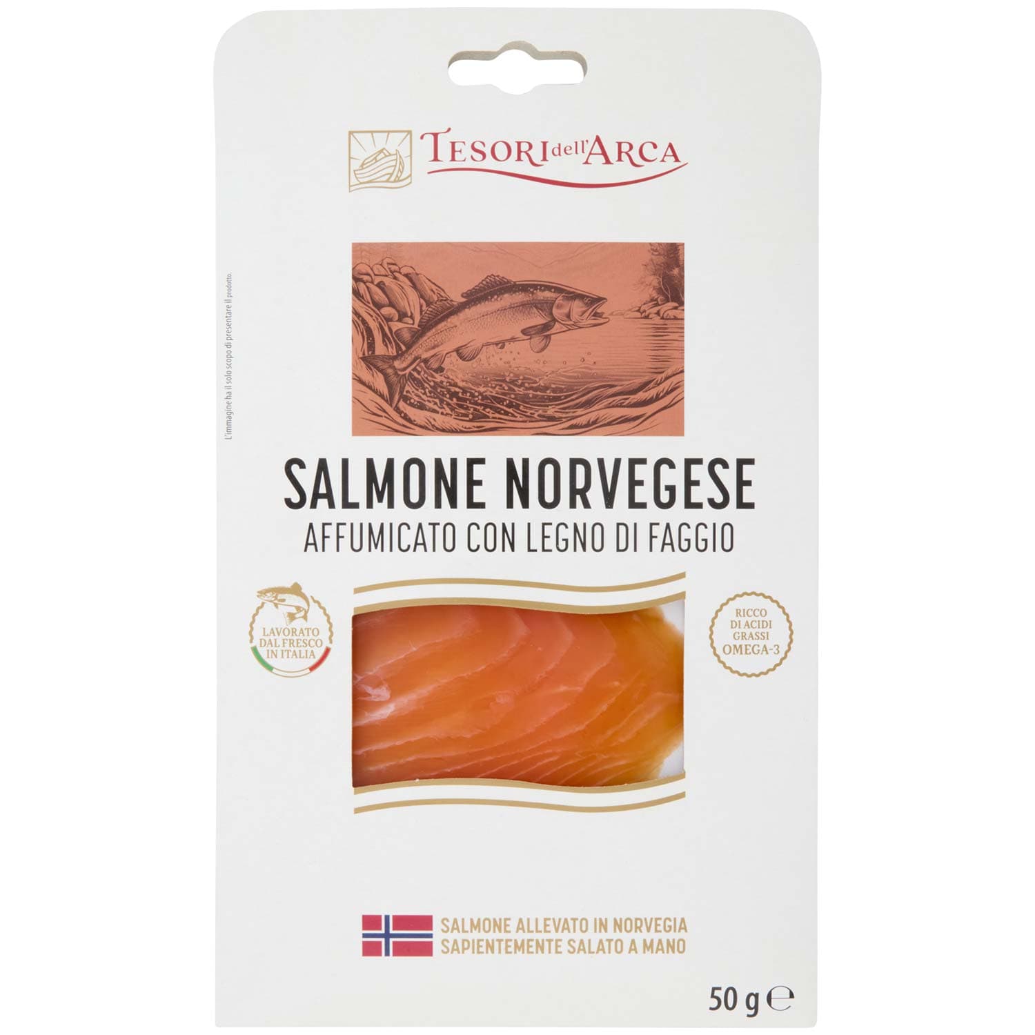 TESORI DELL'ARCA Salmone Norvegese Affumicato con Legno di Faggio 50 g – immagine 2