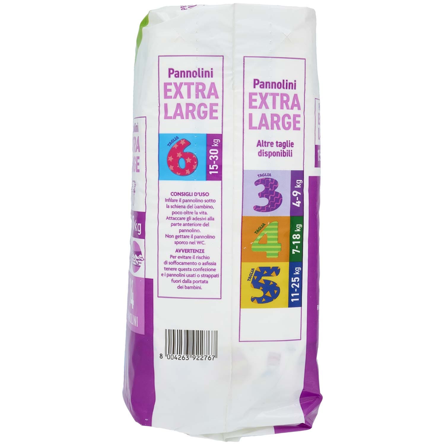 PAM PANORAMA Linea Baby Pannolini Extra Large Taglia 6 15-30 Kg 14 pz – immagine 5