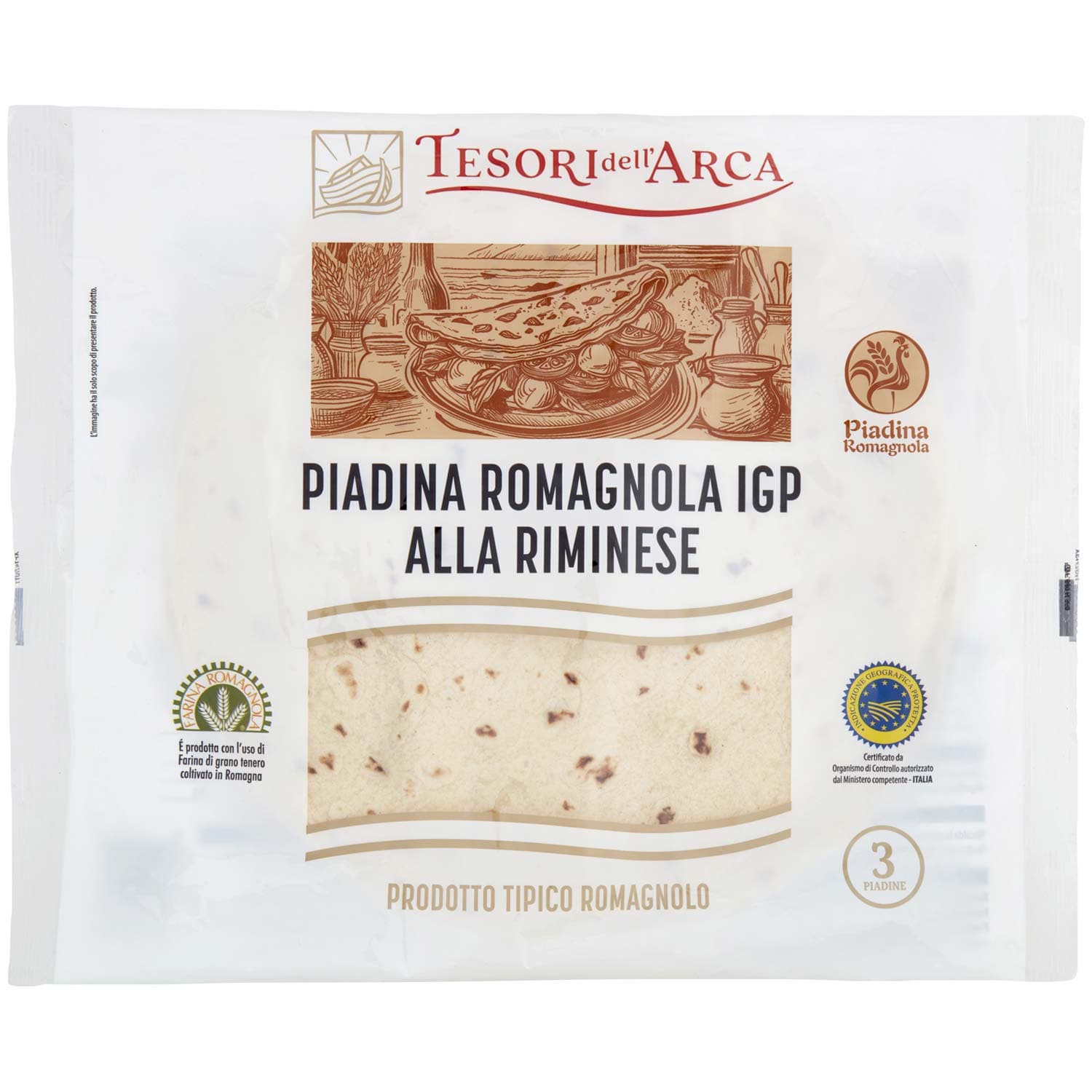 TESORI DELL'ARCA Piadina Romagnola IGP alla Riminese 3 x 120 g – immagine 2