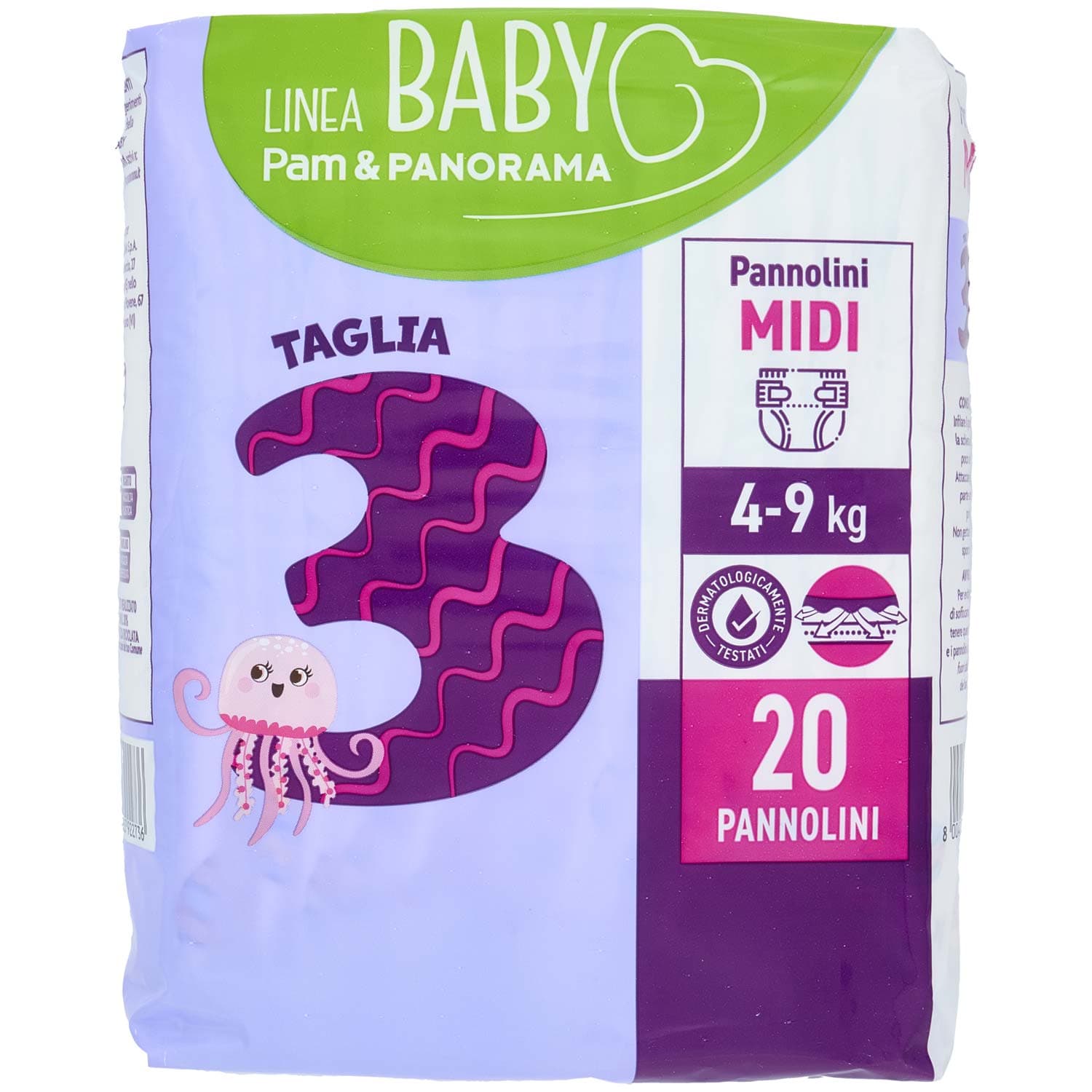 PAM PANORAMA Linea Baby Pannolini Midi Taglia 3 4-9 Kg 20 pz – immagine 2