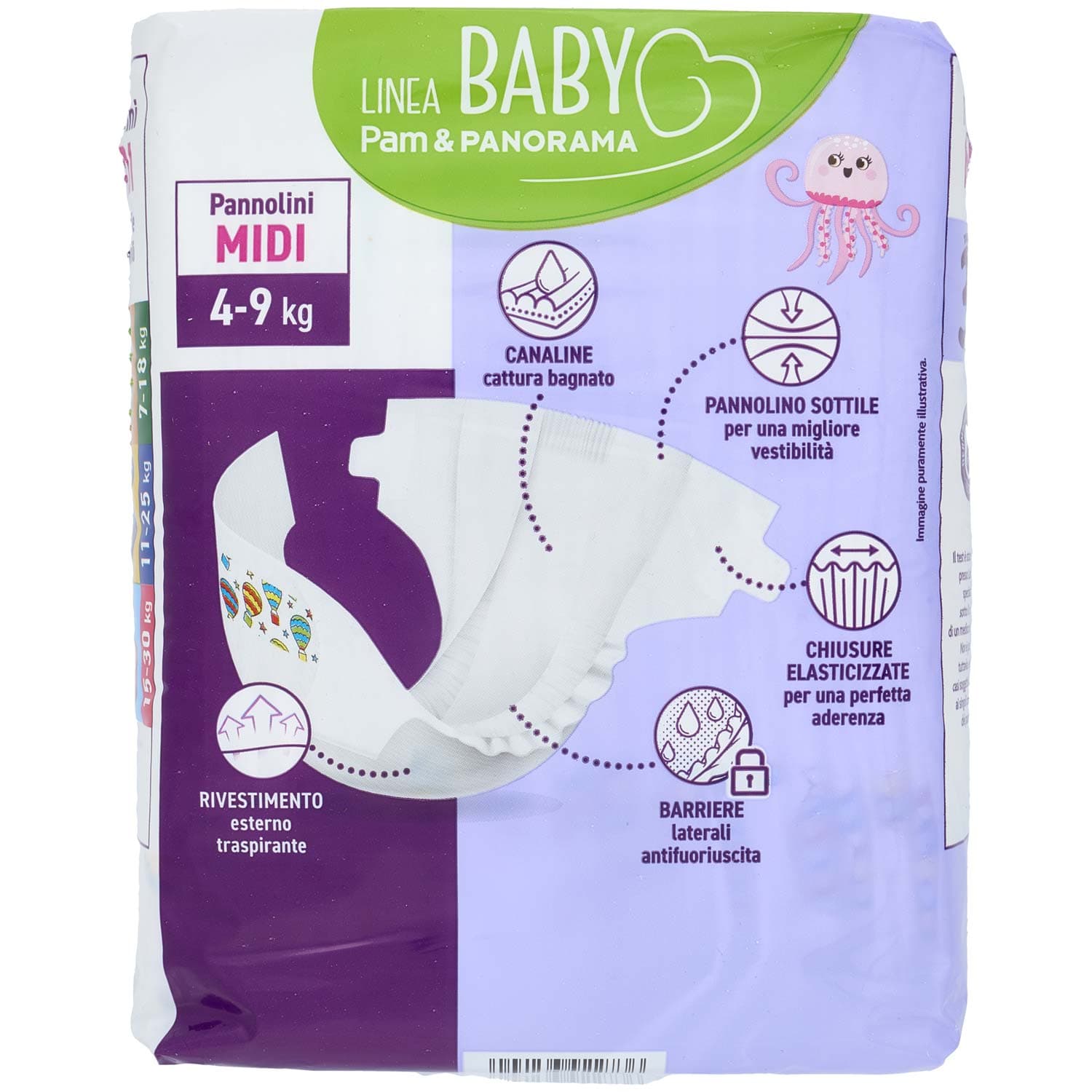PAM PANORAMA Linea Baby Pannolini Midi Taglia 3 4-9 Kg 20 pz – immagine 4