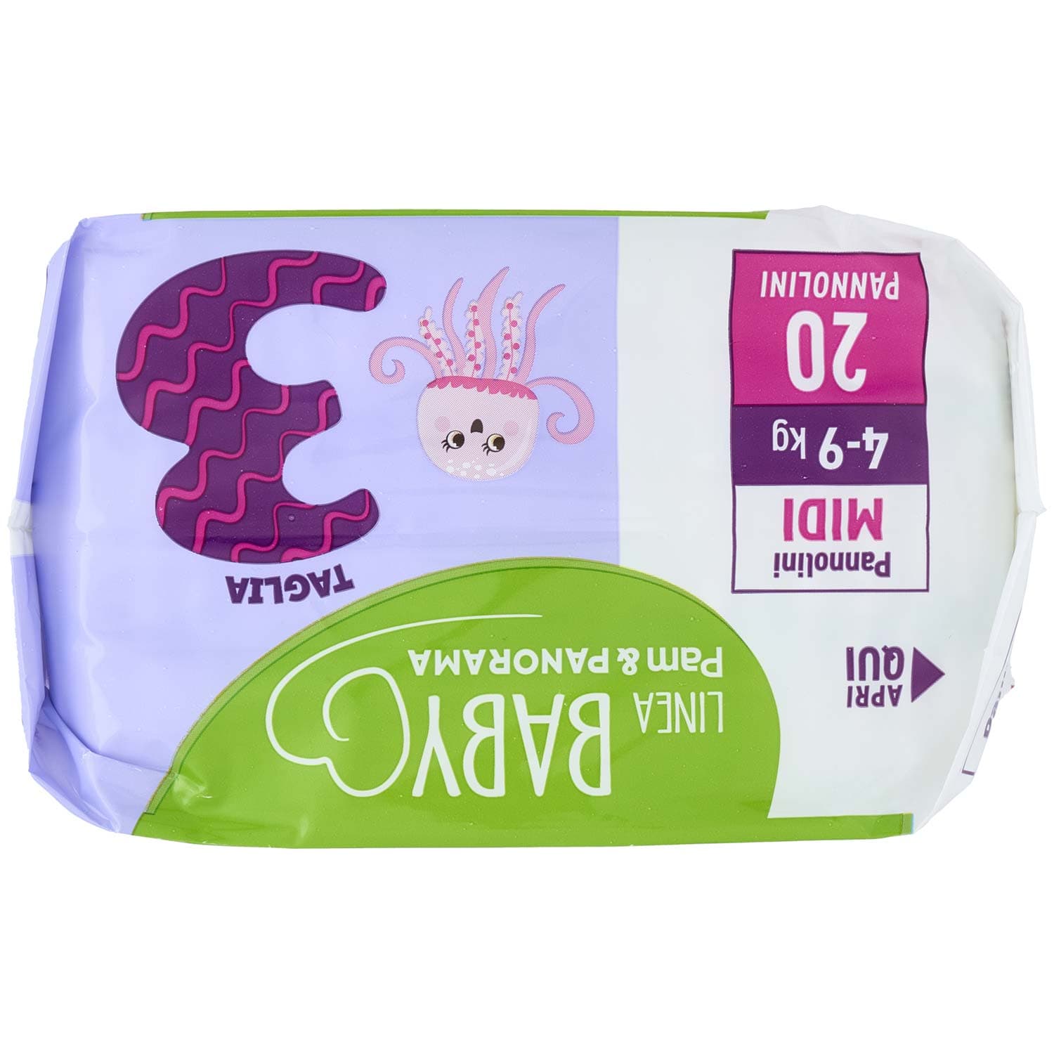 PAM PANORAMA Linea Baby Pannolini Midi Taglia 3 4-9 Kg 20 pz – immagine 6