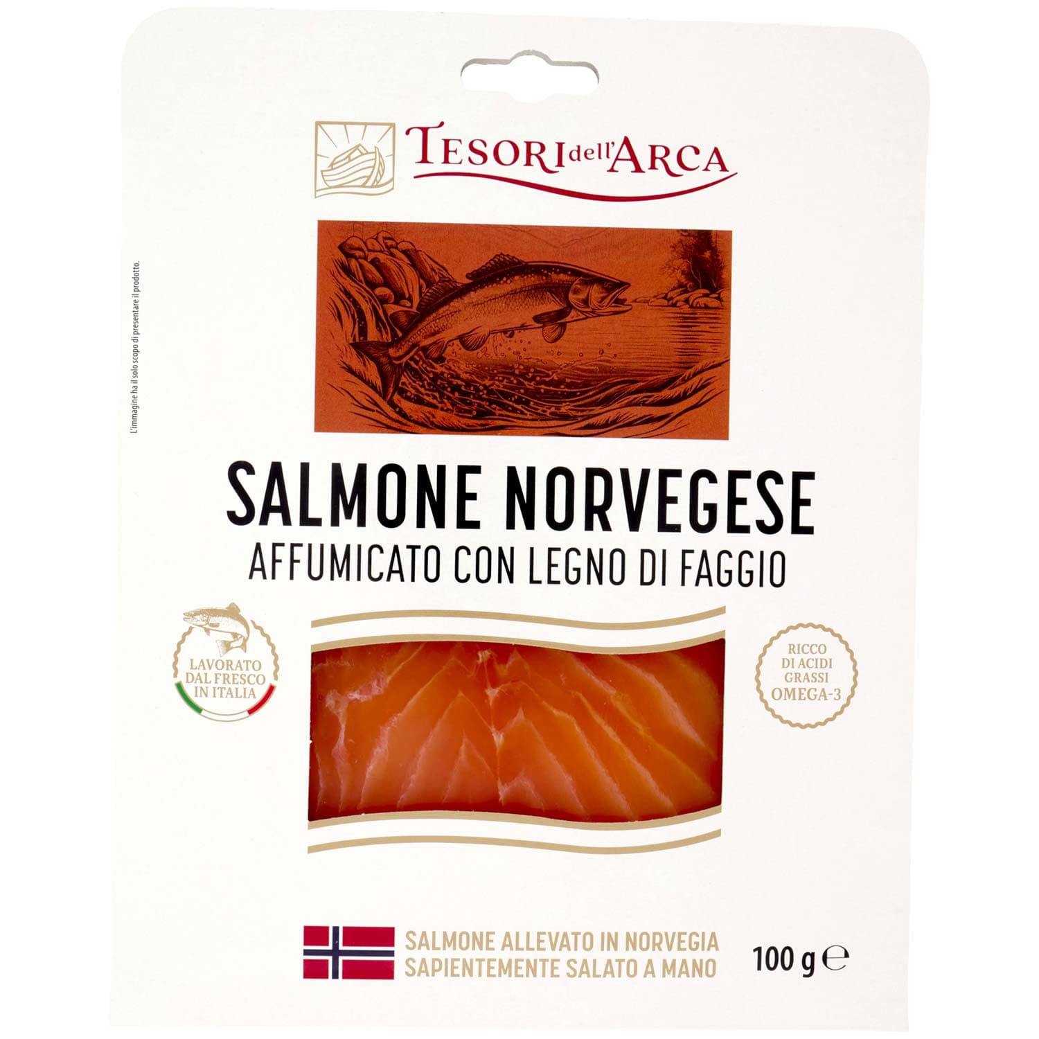 TESORI DELL'ARCA Salmone Norvegese Affumicato con Legno di Faggio 100 g – immagine 2