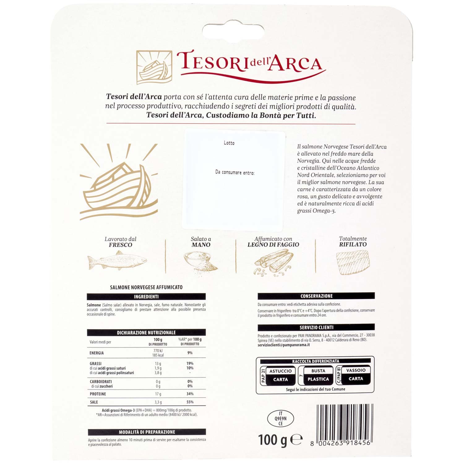 TESORI DELL'ARCA Salmone Norvegese Affumicato con Legno di Faggio 100 g – immagine 4