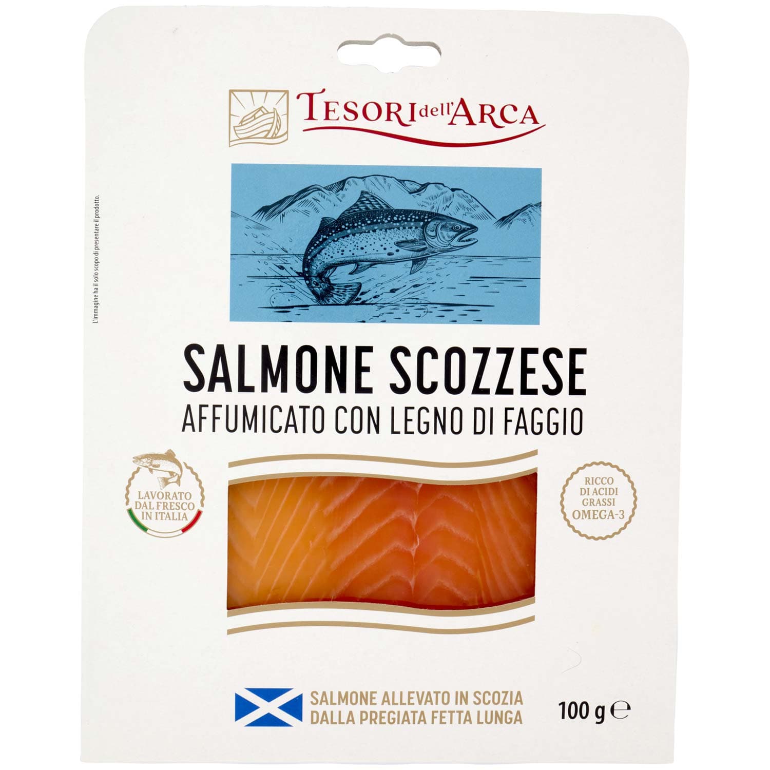 TESORI DELL'ARCA Salmone Scozzese Affumicato con Legno di Faggio 100 g – immagine 2