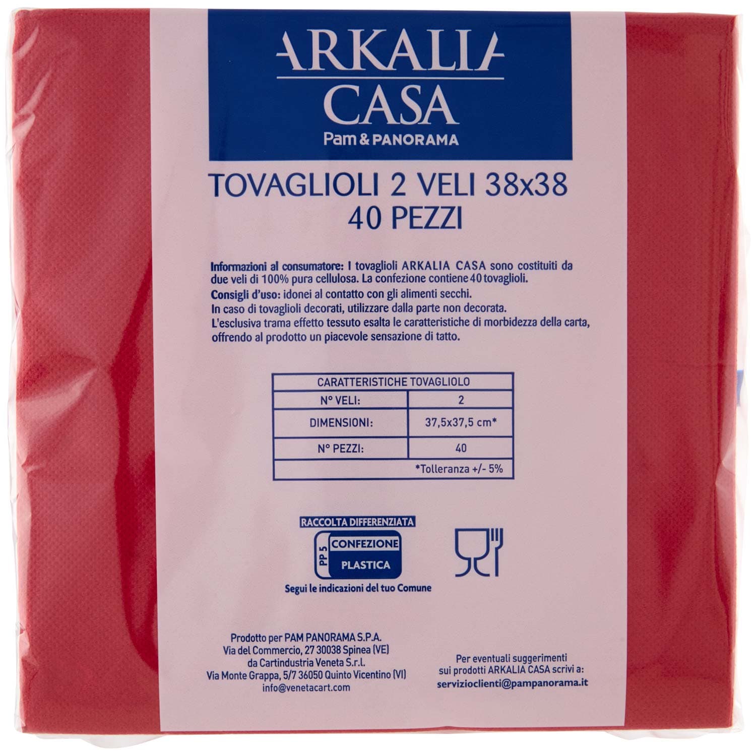 ARKALIA CASA Tovaglioli 2 Veli 38x38 40 pz – immagine 4