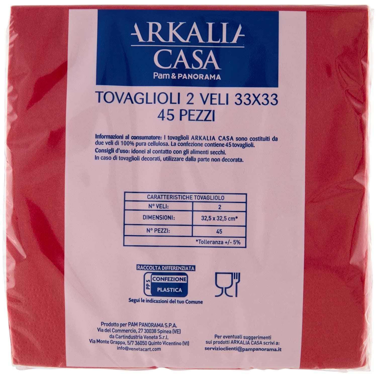 ARKALIA CASA Tovaglioli 2 Veli 33x33 45 pz – immagine 4