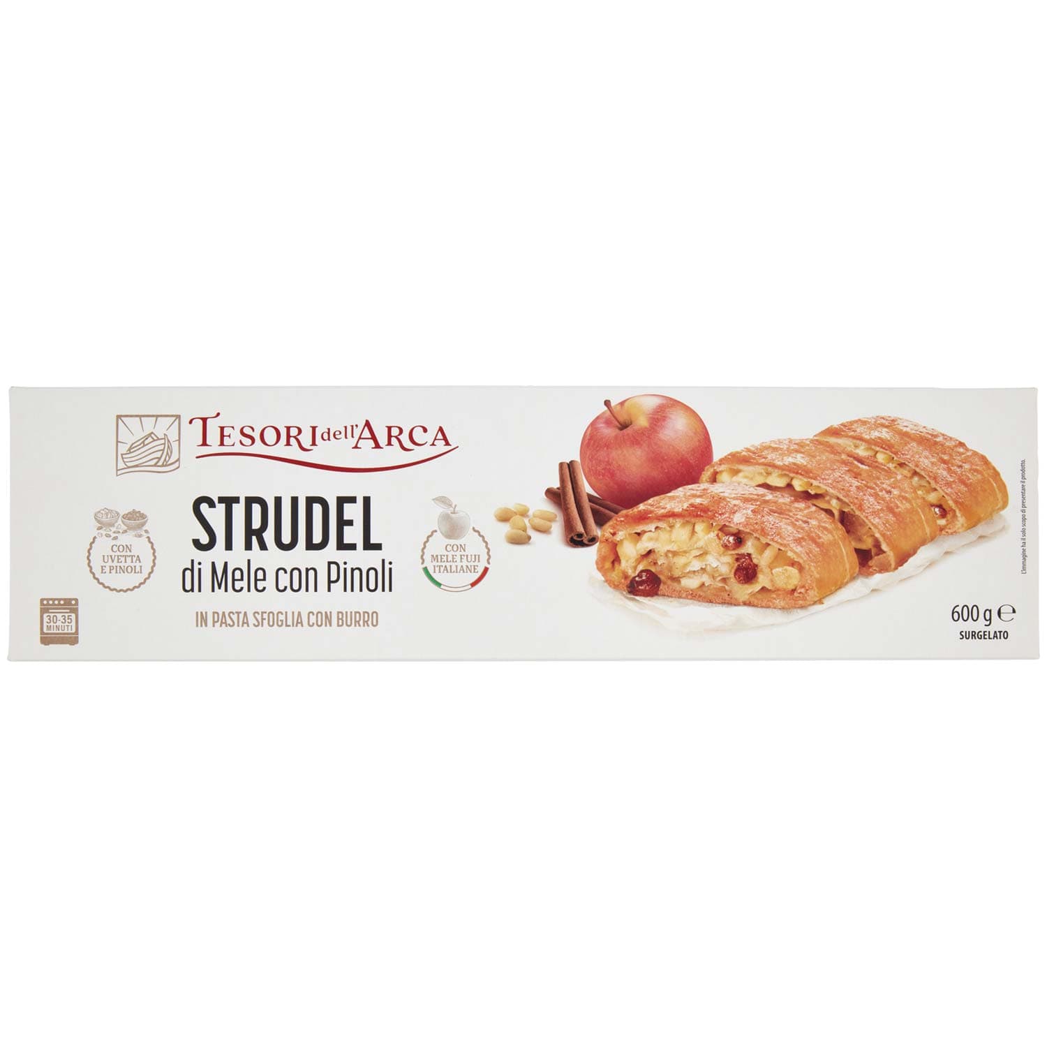 TESORI DELL'ARCA Strudel di Mele con Pinoli in Pasta Sfoglia con Burro Surgelato 600 g – immagine 2