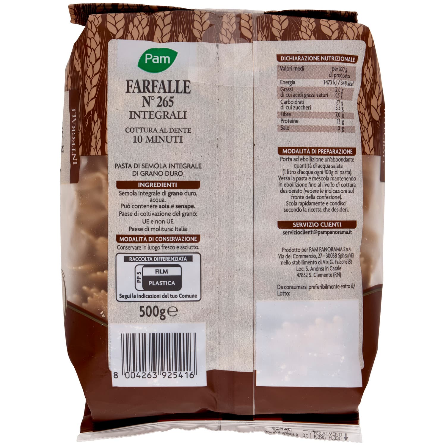 PAM Farfalle N° 265 Integrali 500 g – immagine 4