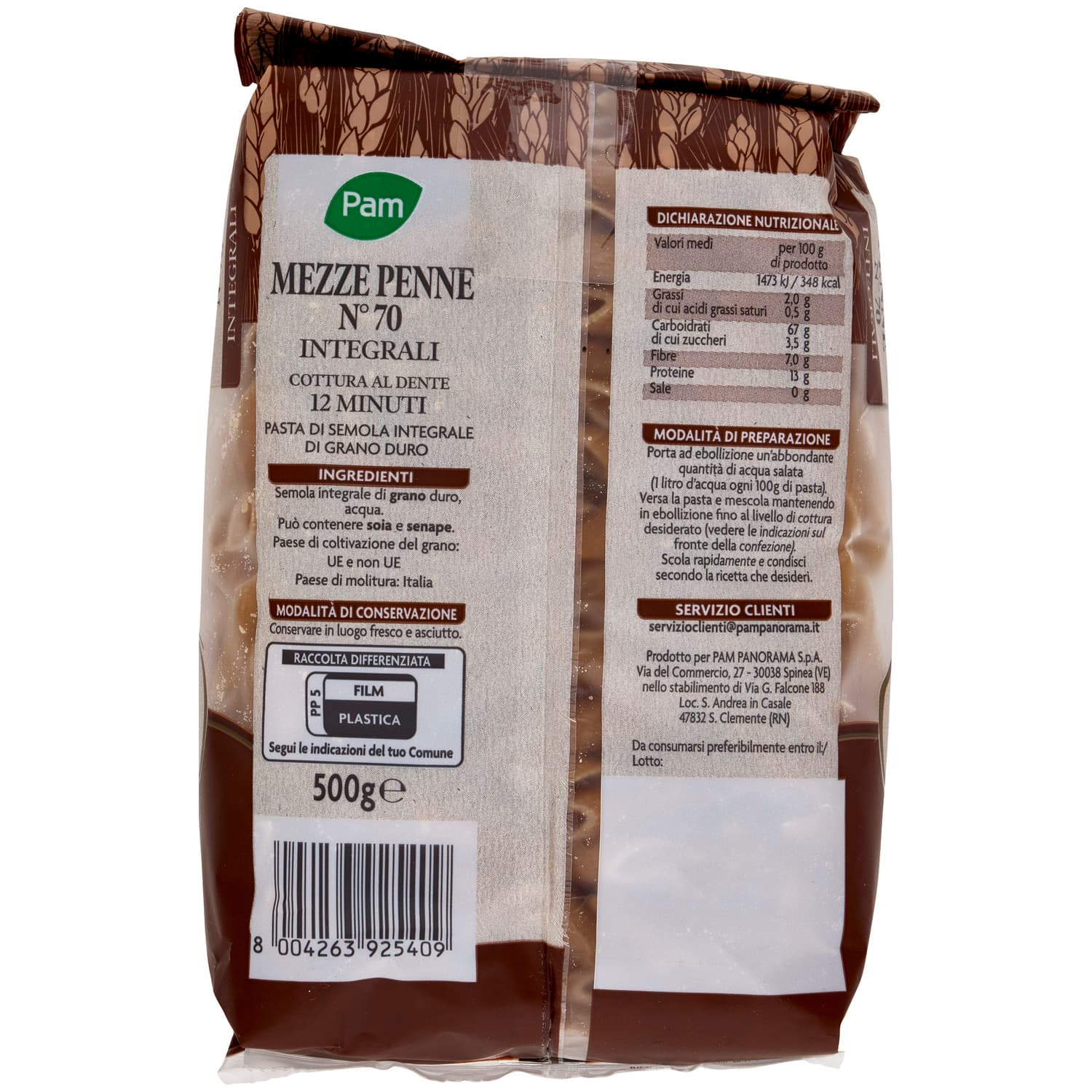 PAM Mezze Penne N° 70 Integrali 500 g – immagine 4