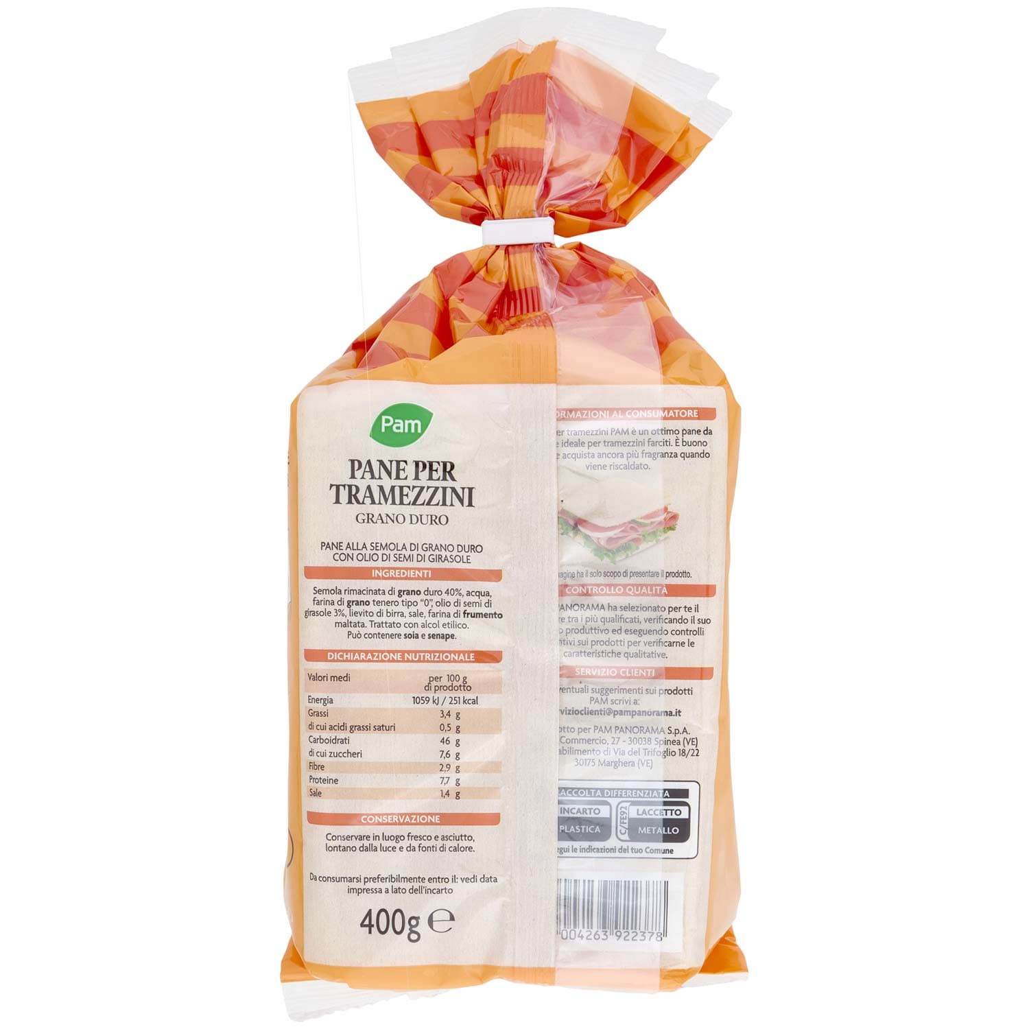 PAM Pane per Tramezzini Grano Duro 400 g – immagine 4