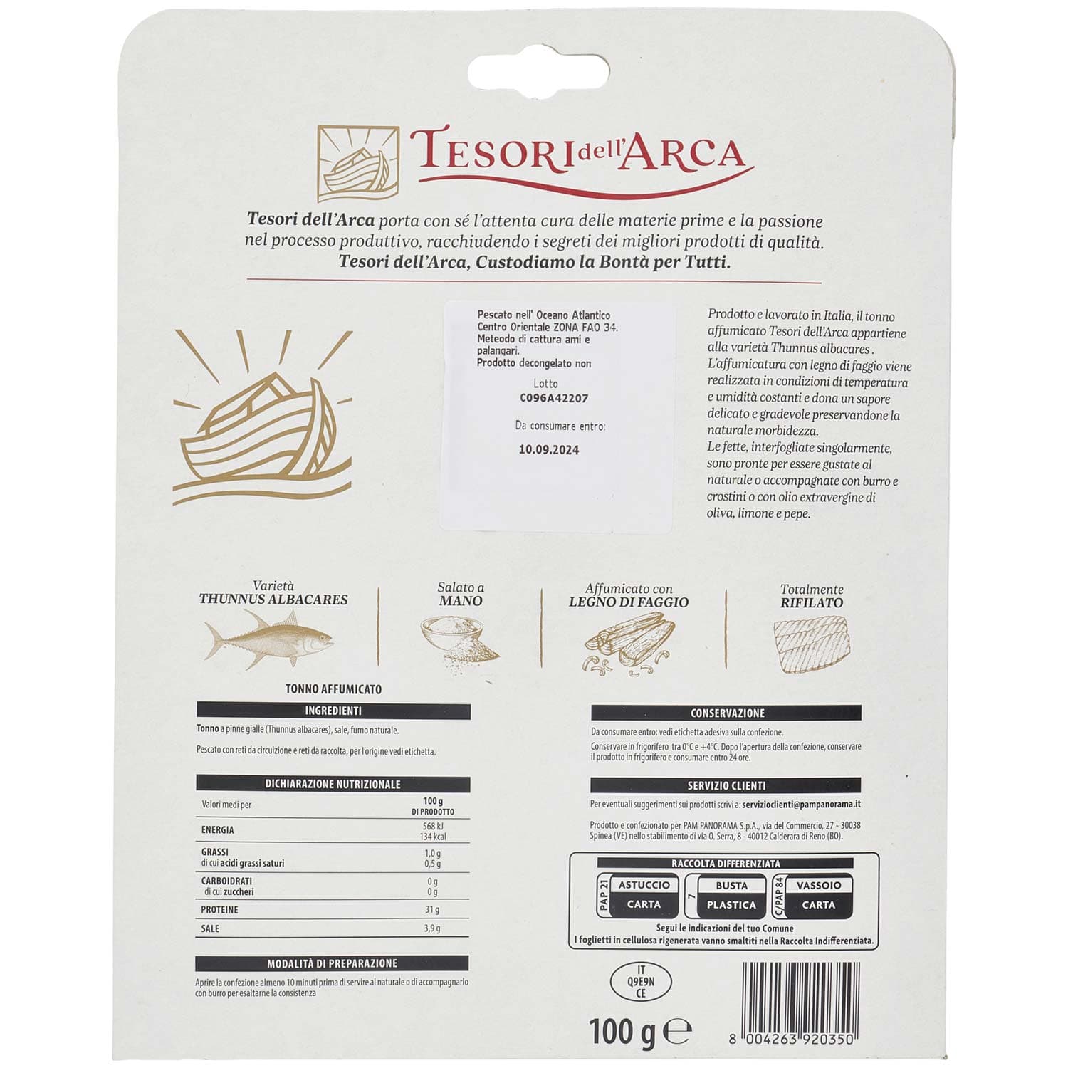TESORI DELL'ARCA Tonno Affumicato con Legno di Faggio 100 g – immagine 4
