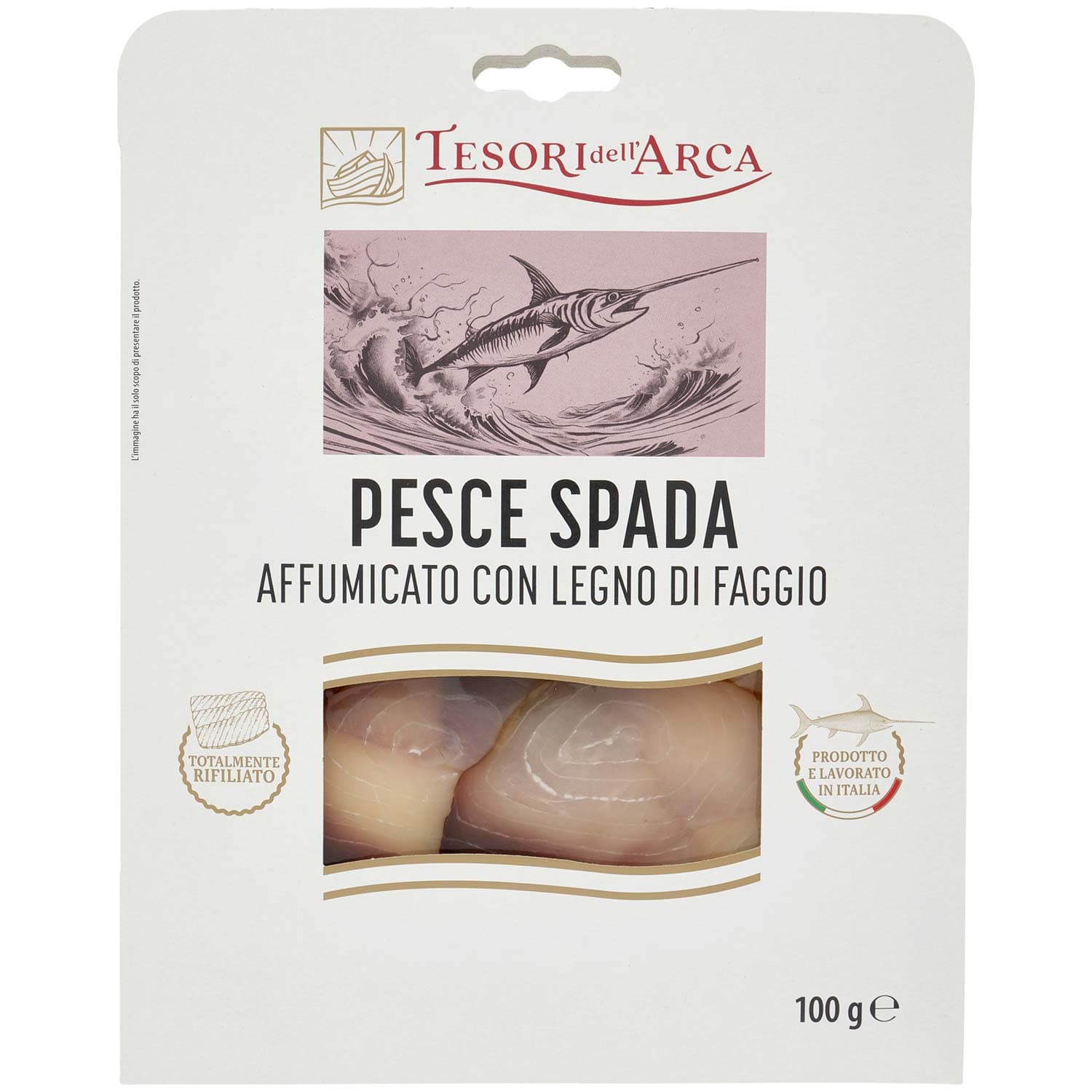 TESORI DELL'ARCA Pesce Spada Affumicato con Legno di Faggio 100 g – immagine 2