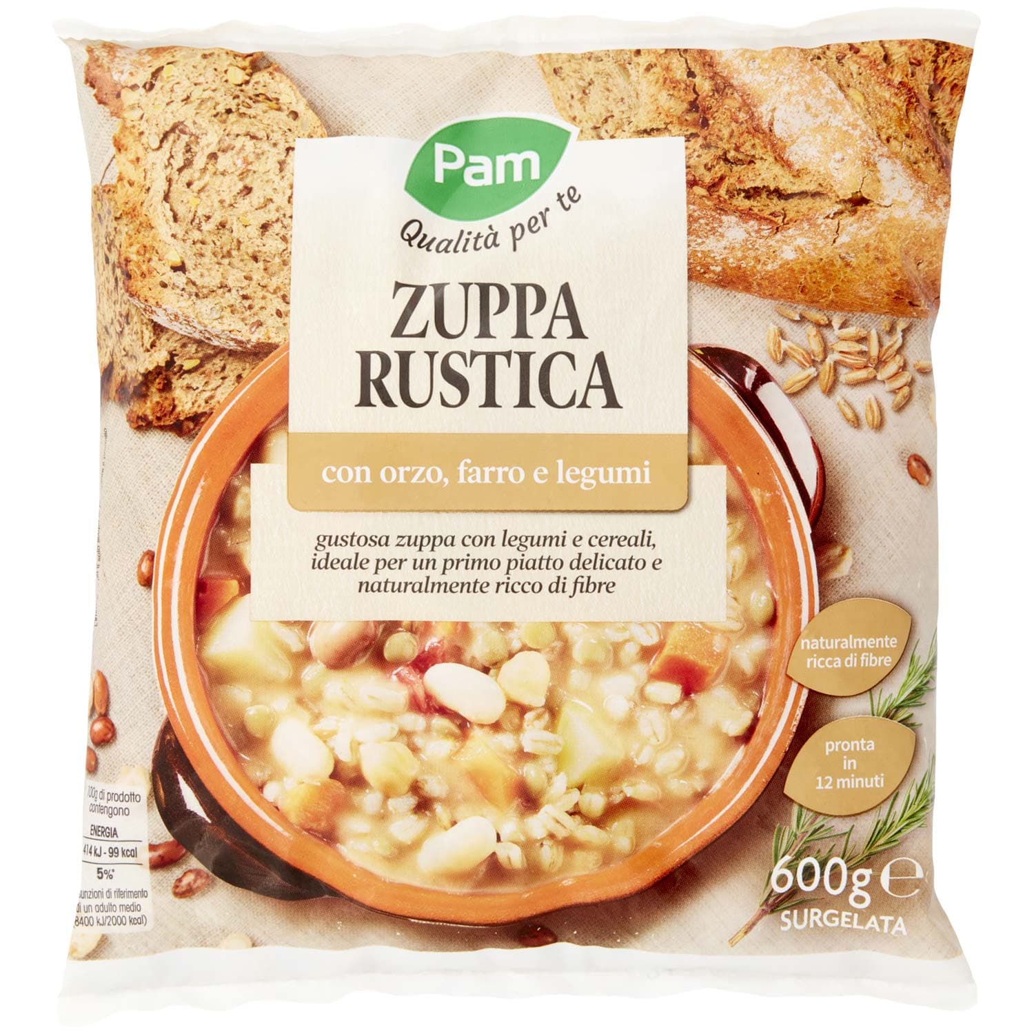 PAM Qualità per te Zuppa Rustica con orzo, farro e legumi Surgelata 600 g – immagine 2