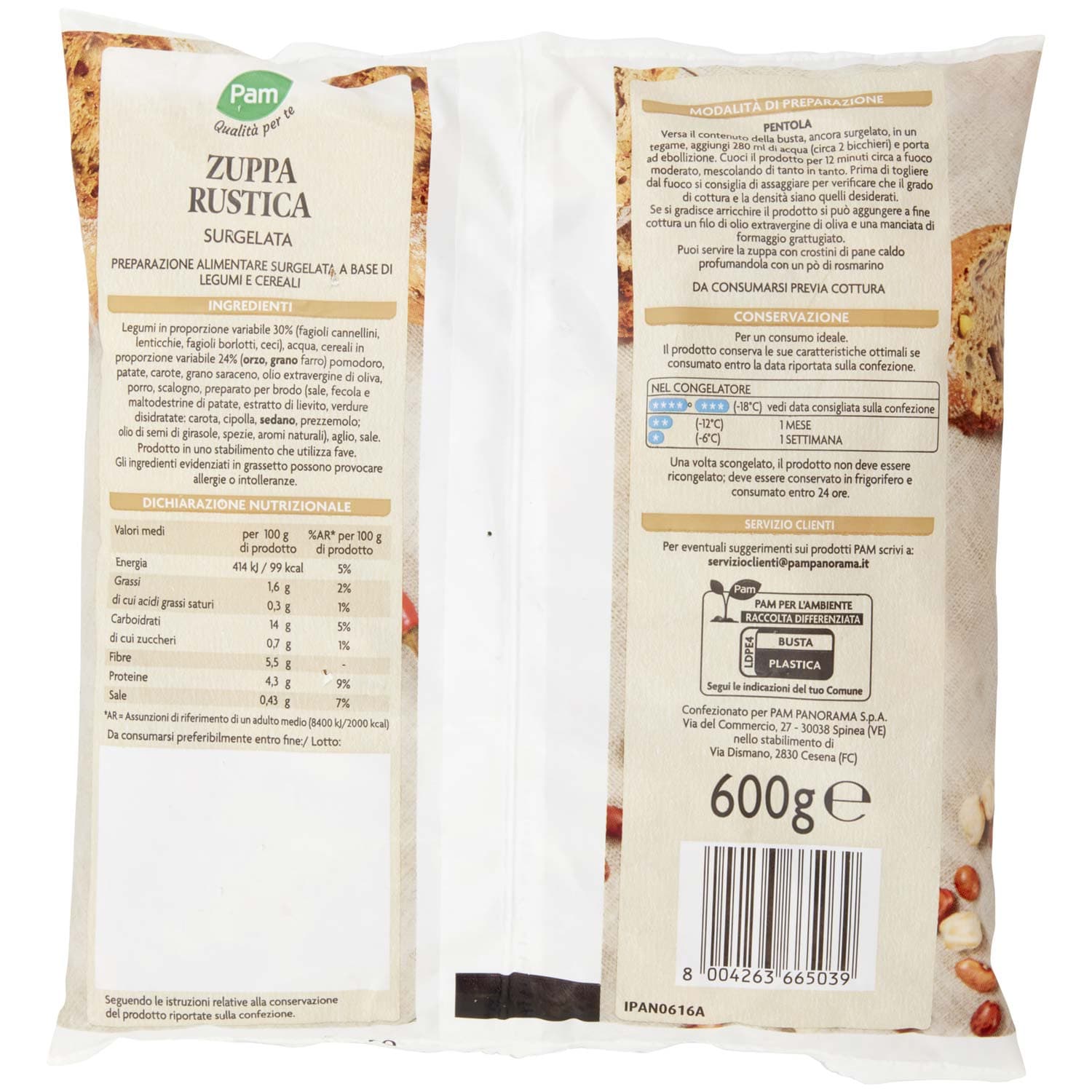 PAM Qualità per te Zuppa Rustica con orzo, farro e legumi Surgelata 600 g – immagine 4