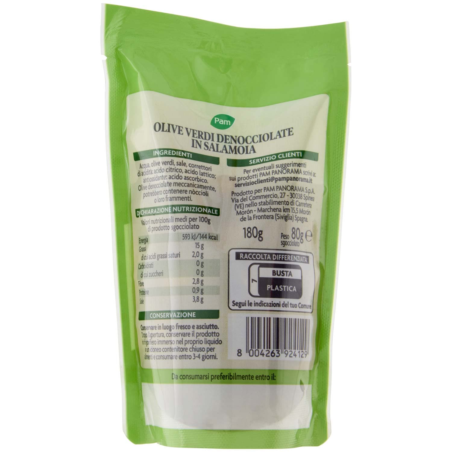 PAM Olive Verdi Denocciolate in Salamoia 180 g – immagine 4