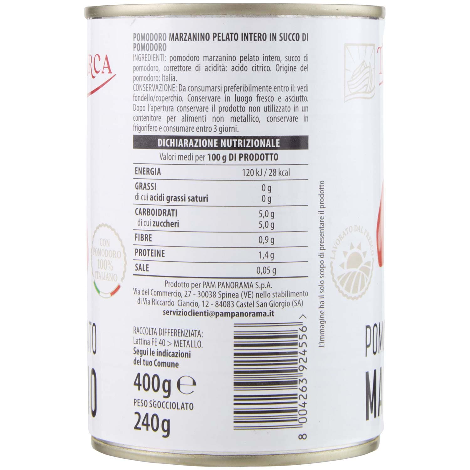 TESORI DELL'ARCA Pomodoro Pelato Marzanini 400 g – immagine 5
