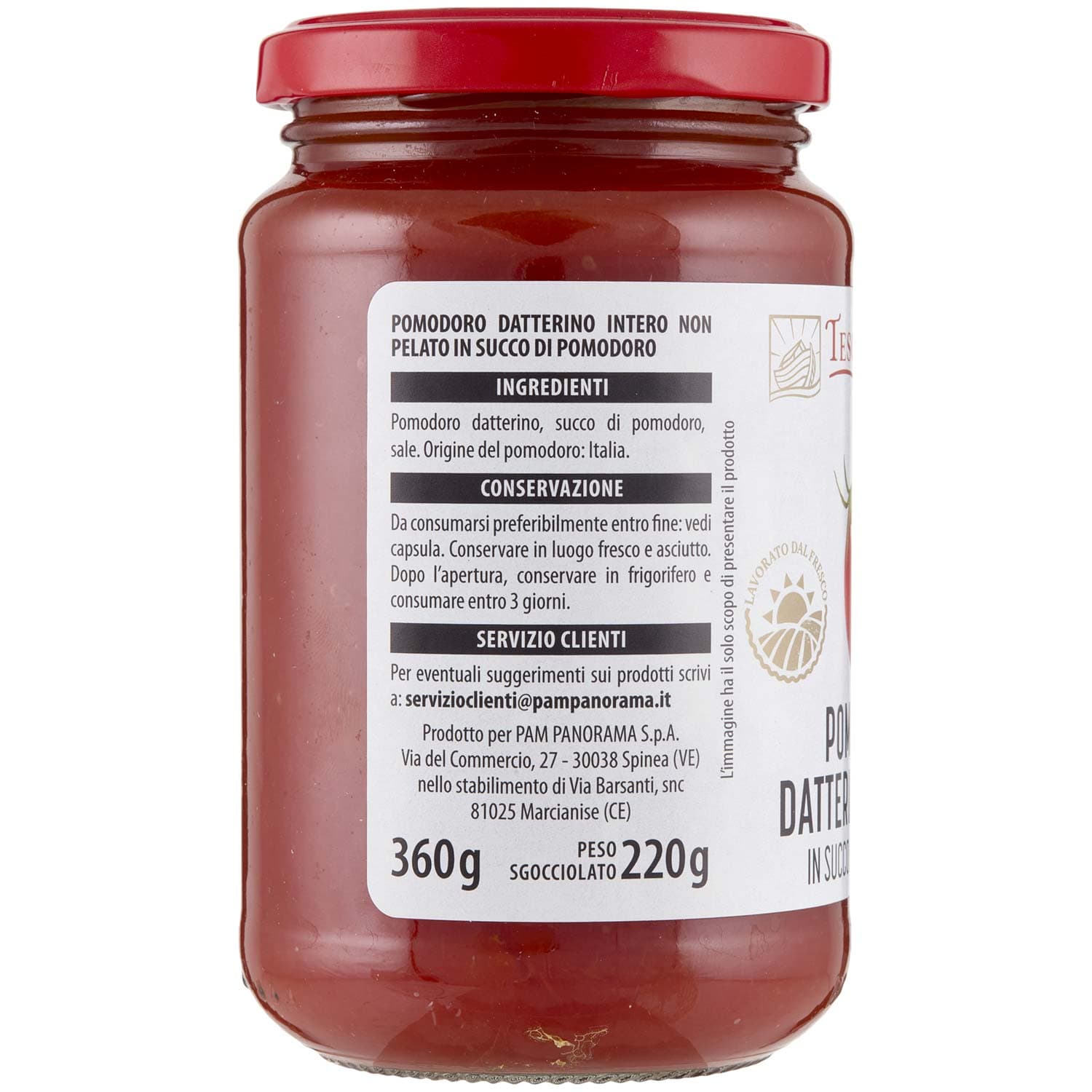 TESORI DELL'ARCA Pomodoro Datterino Intero in Succo di Pomodoro 360 g – immagine 3