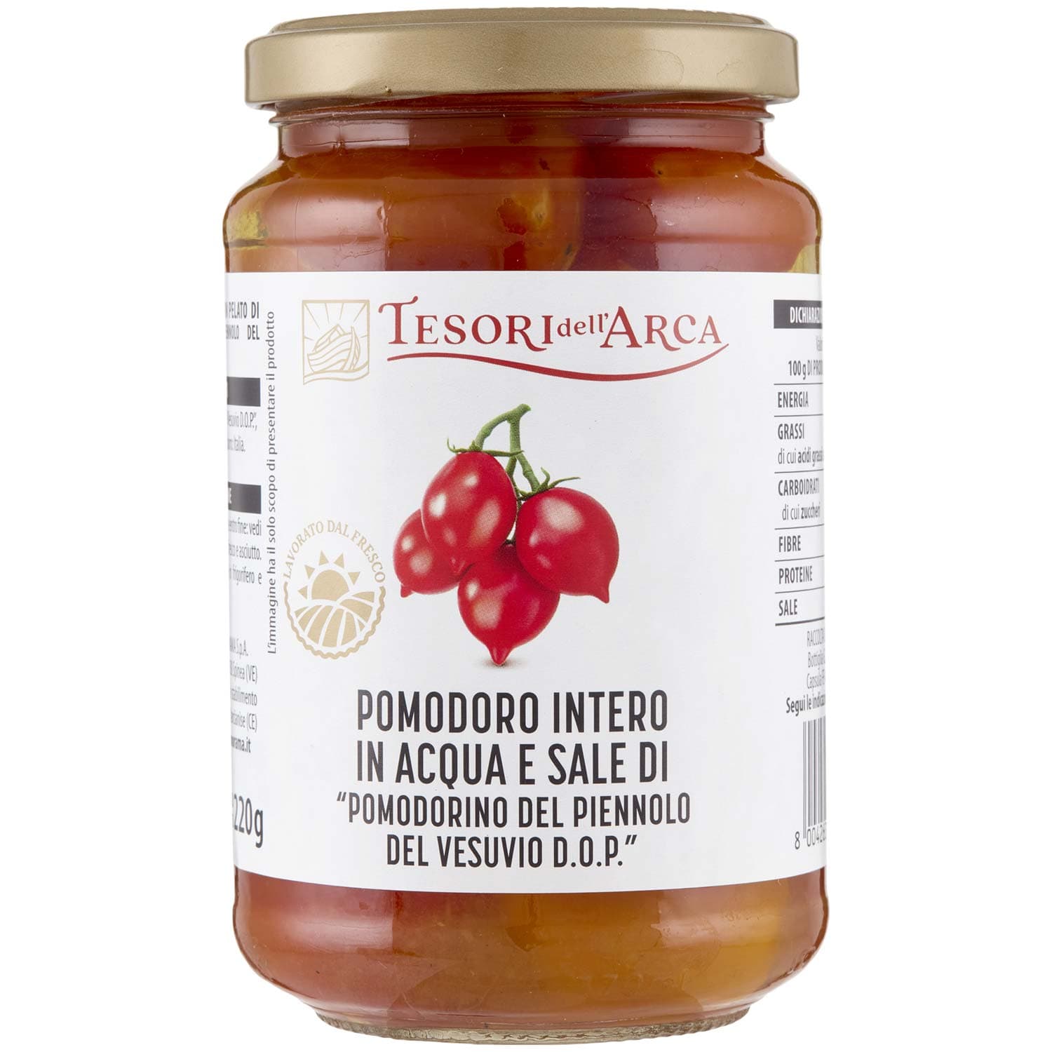TESORI DELL'ARCA Pomodoro Intero in Acqua e Sale di "Pomodorino del Piennolo del Vesuvio DOP" 360 g – immagine 2