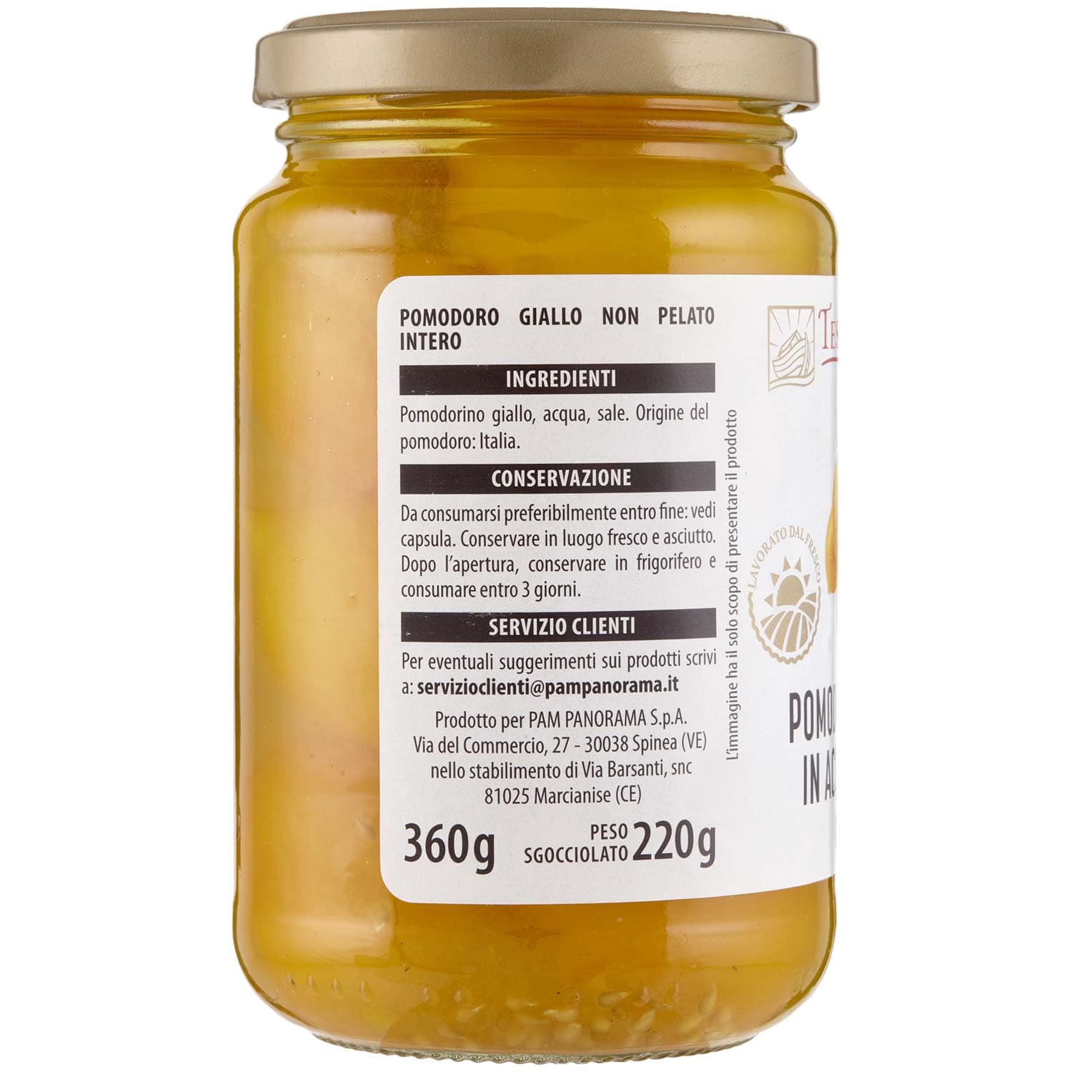 TESORI DELL'ARCA Pomodoro Intero in Acqua e Sale Giallo 360 g – immagine 3