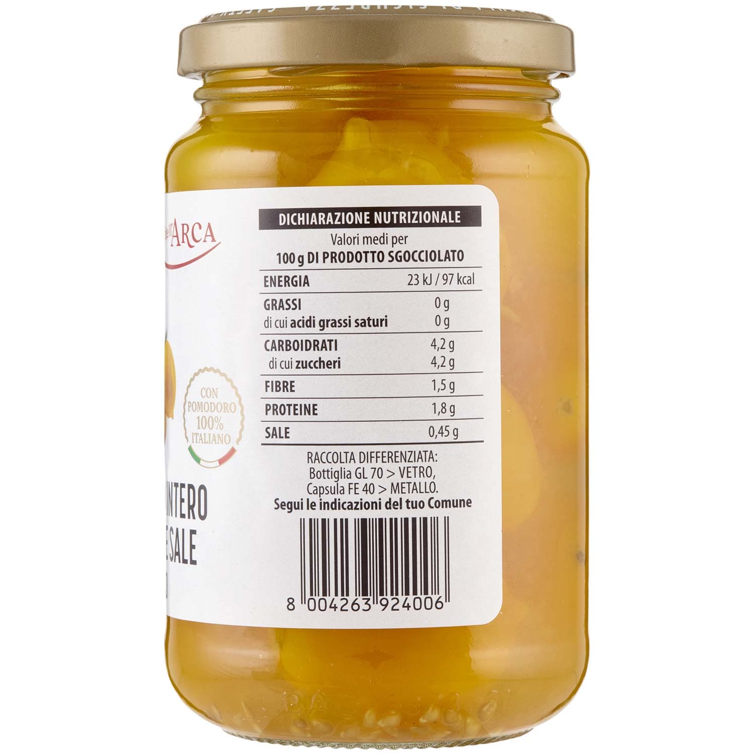 TESORI DELL'ARCA Pomodoro Intero in Acqua e Sale Giallo 360 g – immagine 5