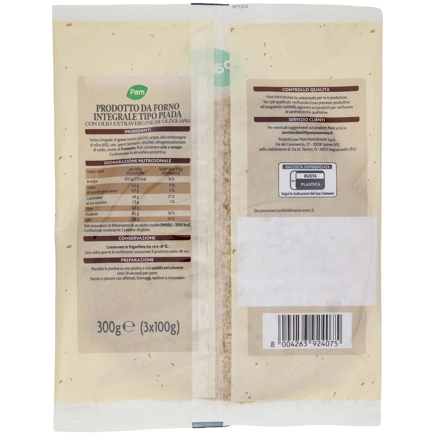 PAM Piadina Integrale 3 x 100 g – immagine 4