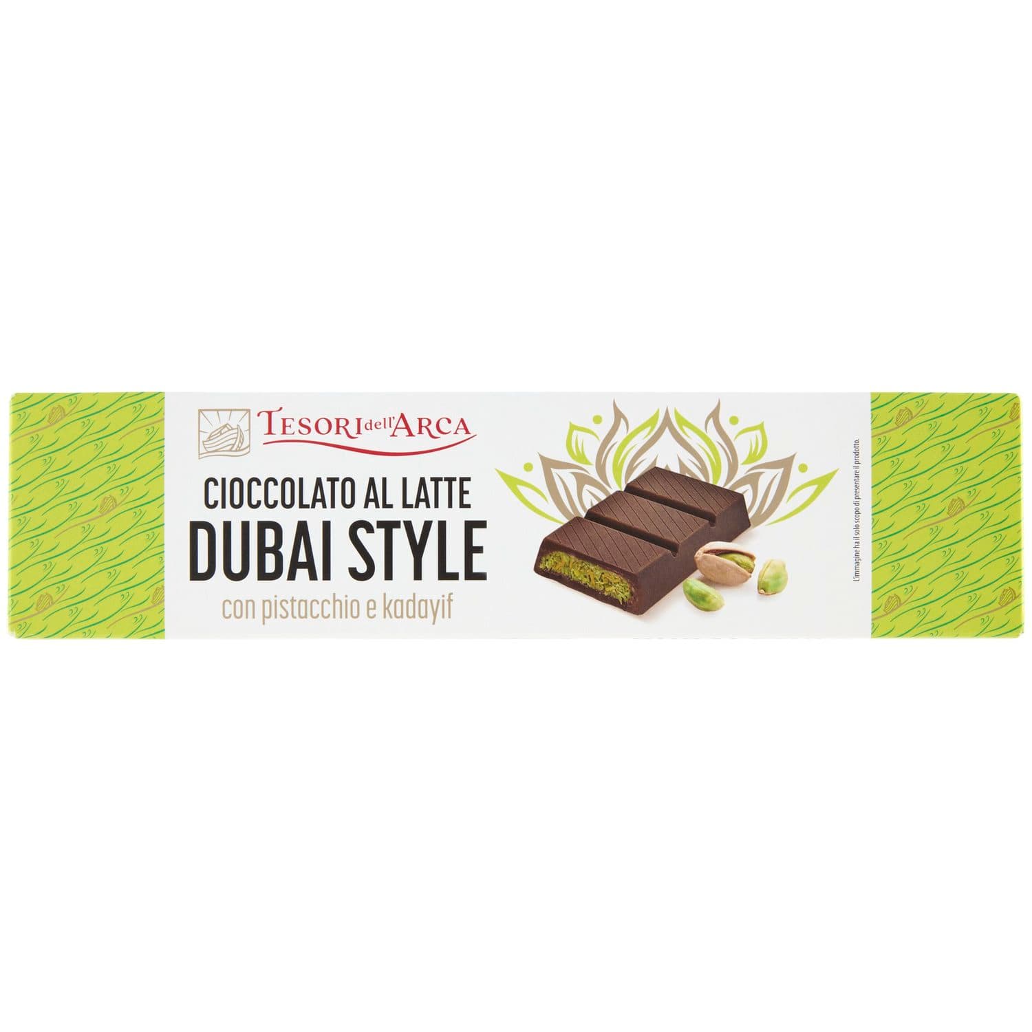 TESORI DELL'ARCA Cioccolato al Latte Dubai Style con pistacchio e kadayif 145 g – immagine 2