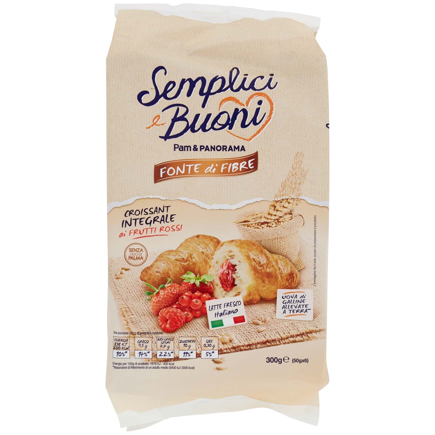 SEMPLICI E BUONI Fonte di Fibre Croissant Integrale ai Frutti Rossi 300g (50gx6) – immagine 2