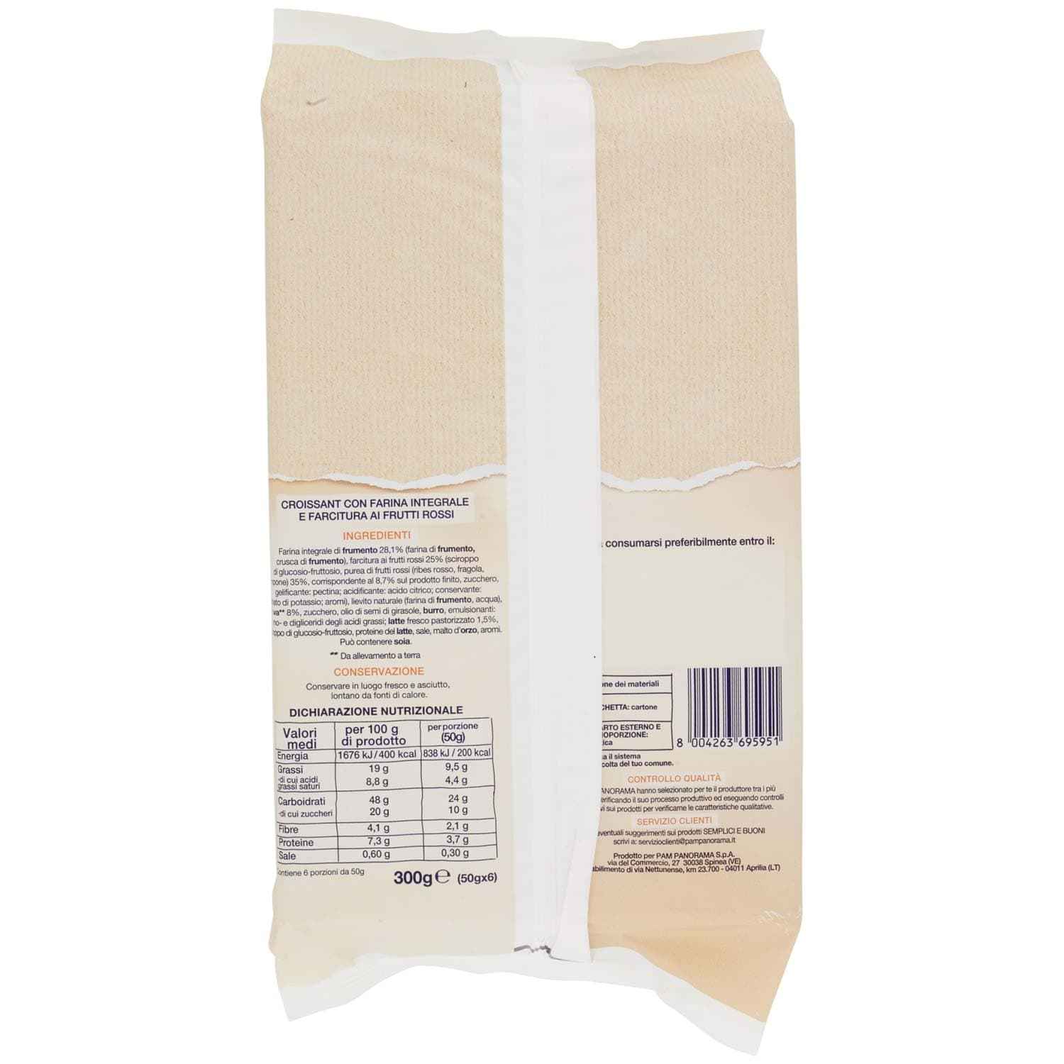 SEMPLICI E BUONI Fonte di Fibre Croissant Integrale ai Frutti Rossi 300g (50gx6) – immagine 4