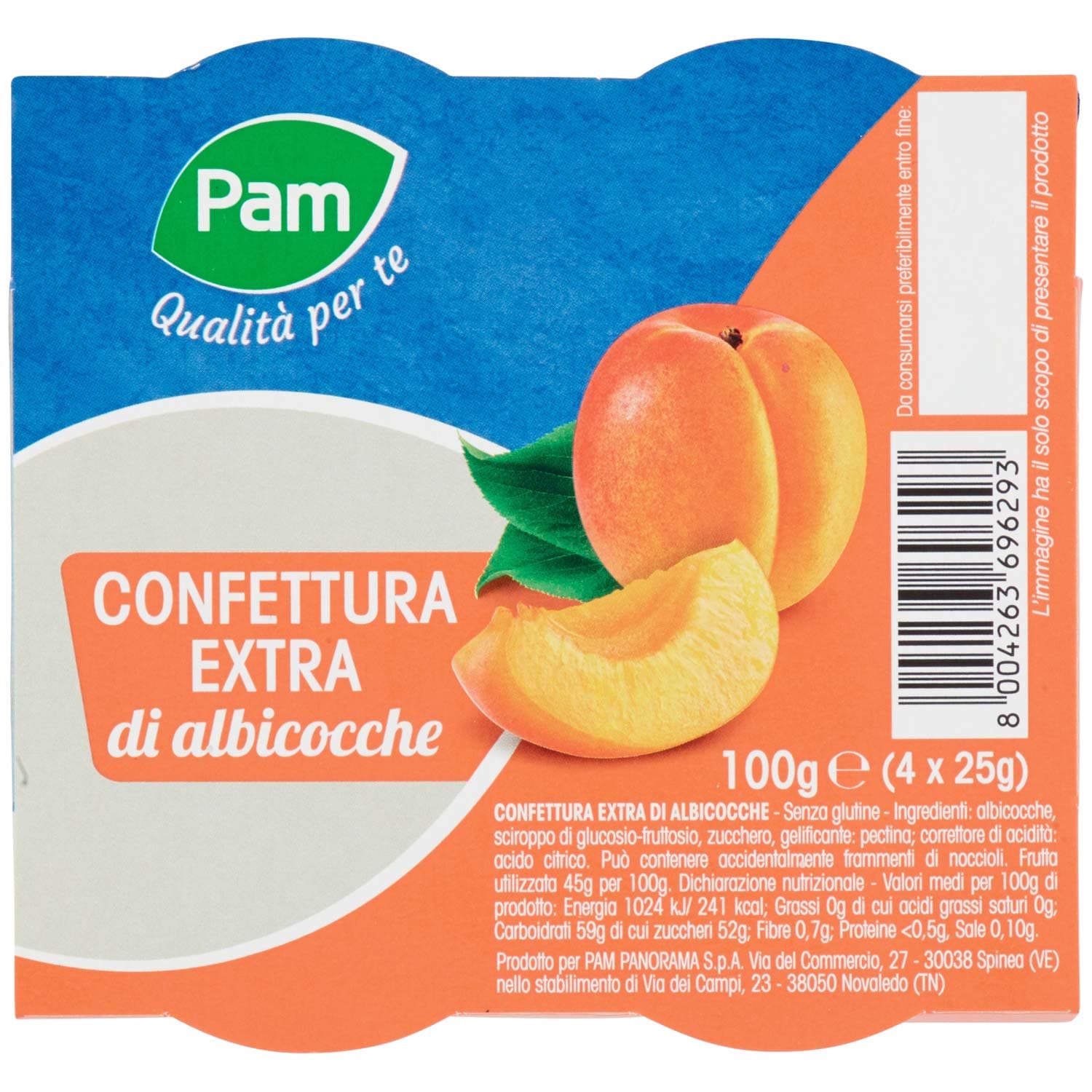 PAM Qualità per te Confettura Extra di albicocche 100g (25g x 4) – immagine 2