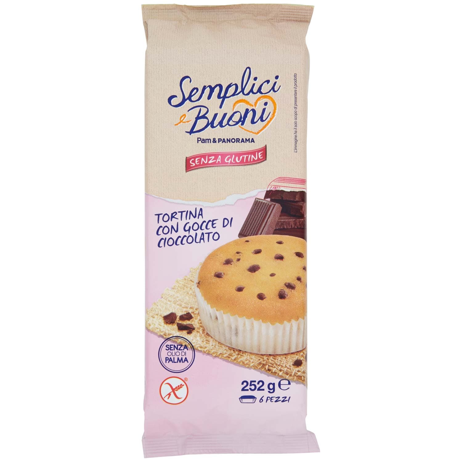 SEMPLICI E BUONI Senza Glutine Tortina con Gocce di Cioccolato 252g (42g x 6) – immagine 2