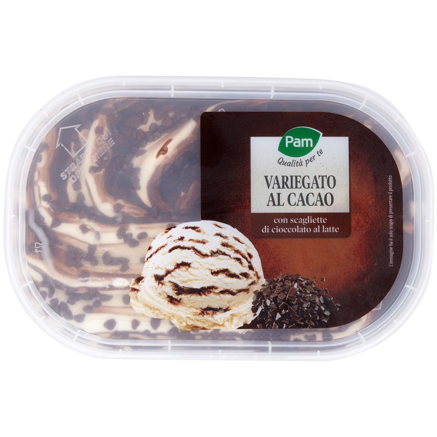 PAM Qualità per te Variegato al Cacao con scagliette di cioccolato al latte 500 g – immagine 2