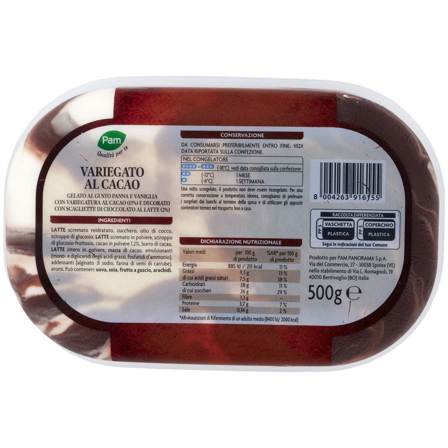 PAM Qualità per te Variegato al Cacao con scagliette di cioccolato al latte 500 g – immagine 4