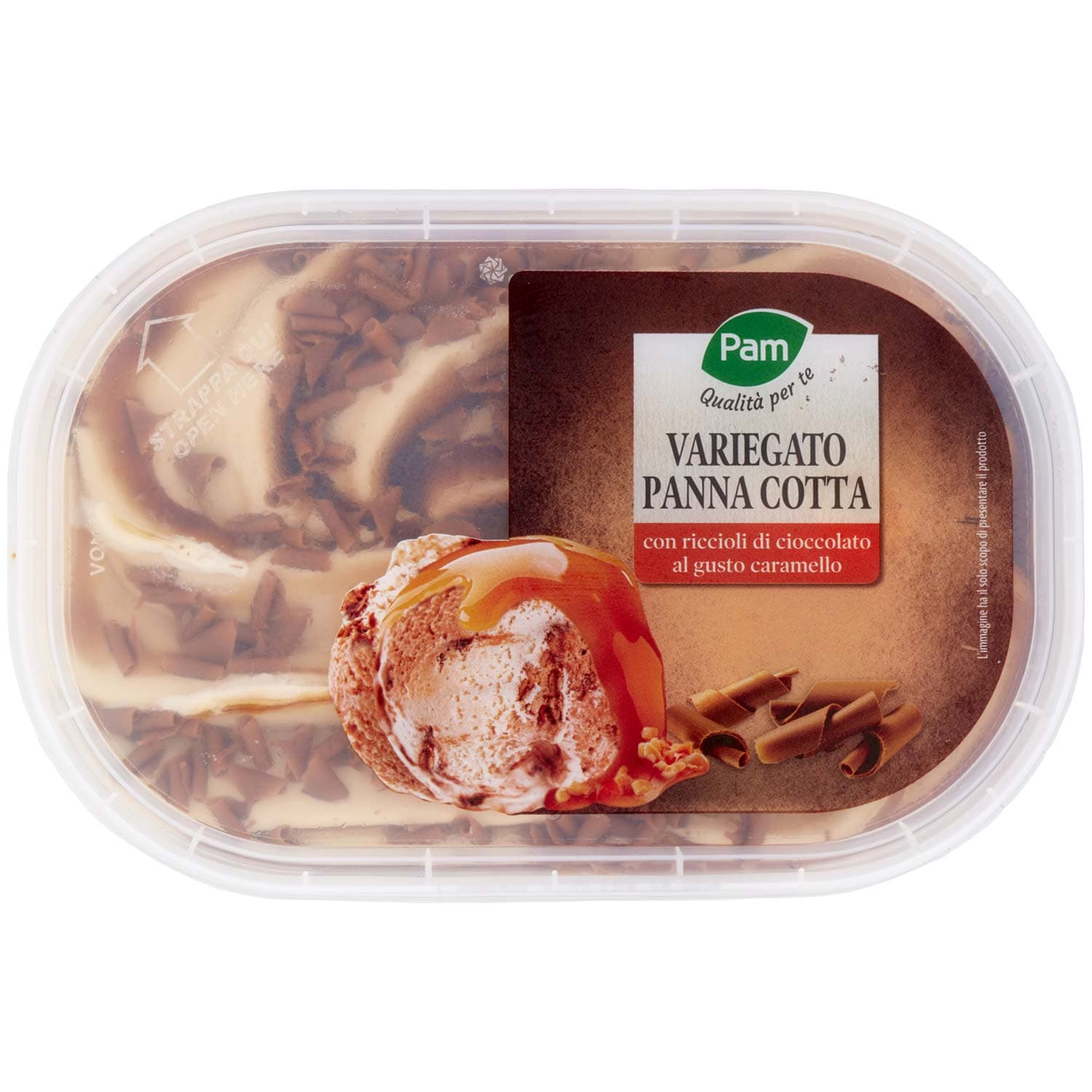 PAM Qualità per te Variegato Panna Cotta con riccioli di cioccolato al gusto caramello 500 g – immagine 2