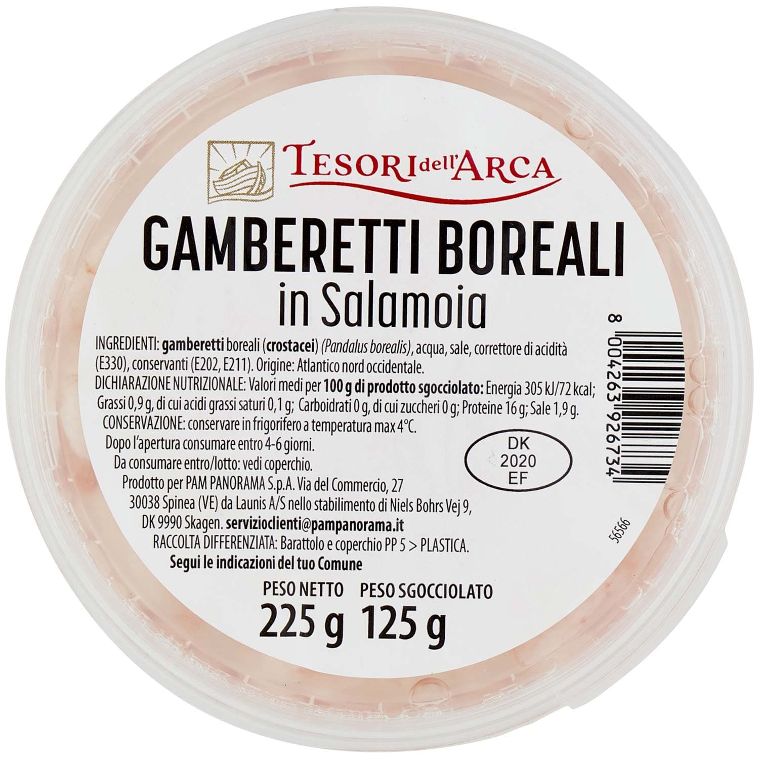 TESORI DELL'ARCA Gamberetti Boreali in Salamoia 225 g – immagine 2