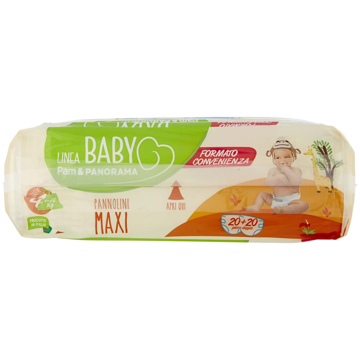 PAM PANORAMA Linea Baby Pannolini Maxi Taglia 4 7-18kg 20 + 20 pz – immagine 6