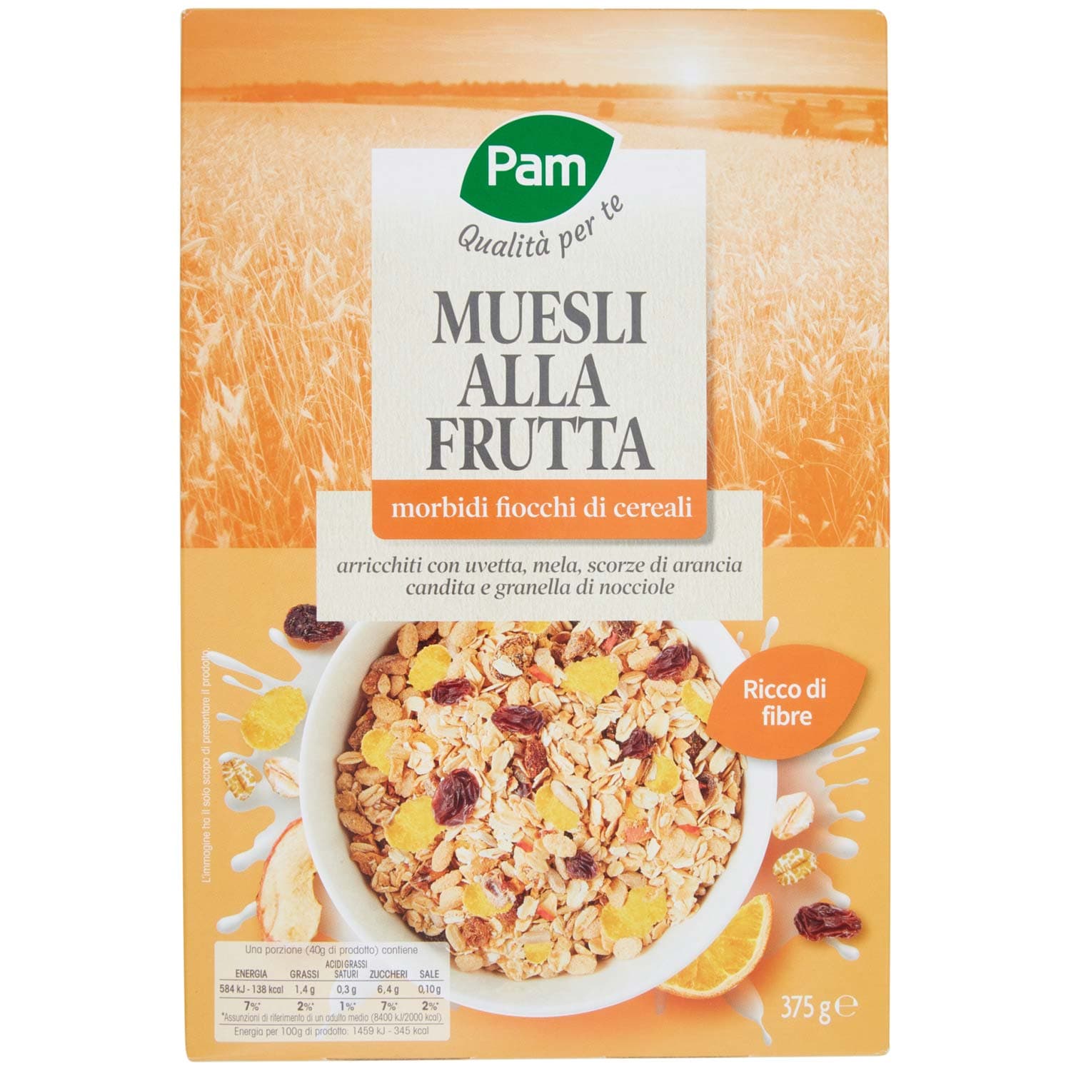 PAM Qualità per te Muesli alla Frutta morbidi fiocchi di cereali 375 g – immagine 2