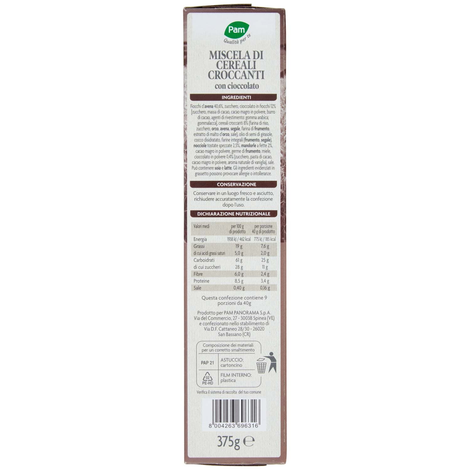 PAM Qualità per te Muesli Cioccolato granola croccante 375 g – immagine 5