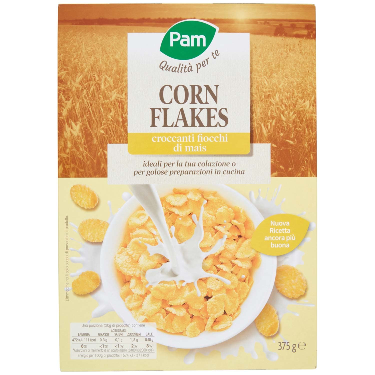 PAM Qualità per te Corn Flakes croccanti fiocchi di mais 375 g – immagine 2