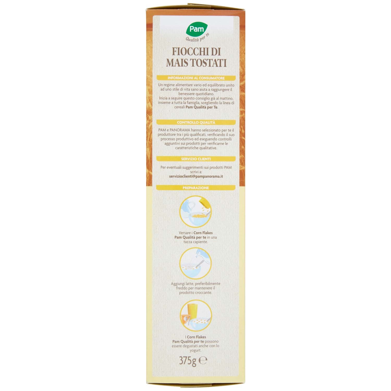 PAM Qualità per te Corn Flakes croccanti fiocchi di mais 375 g – immagine 3
