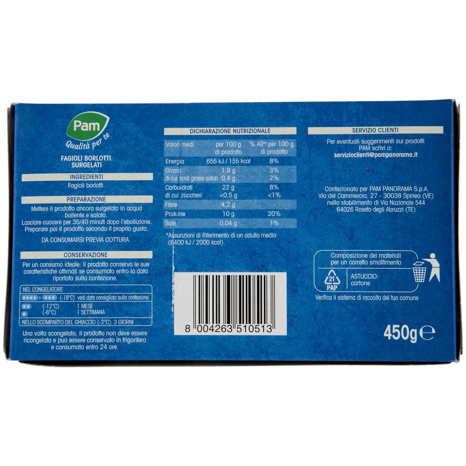 PAM PANORAMA Fagioli Borlotti surgelati 450 g – immagine 4