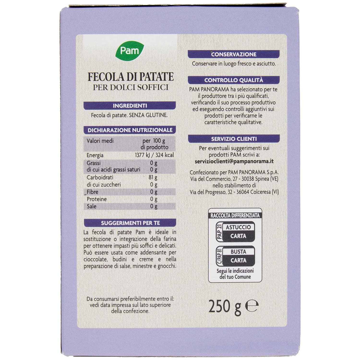 PAM PANORAMA Fecola di Patate 250 g – immagine 4